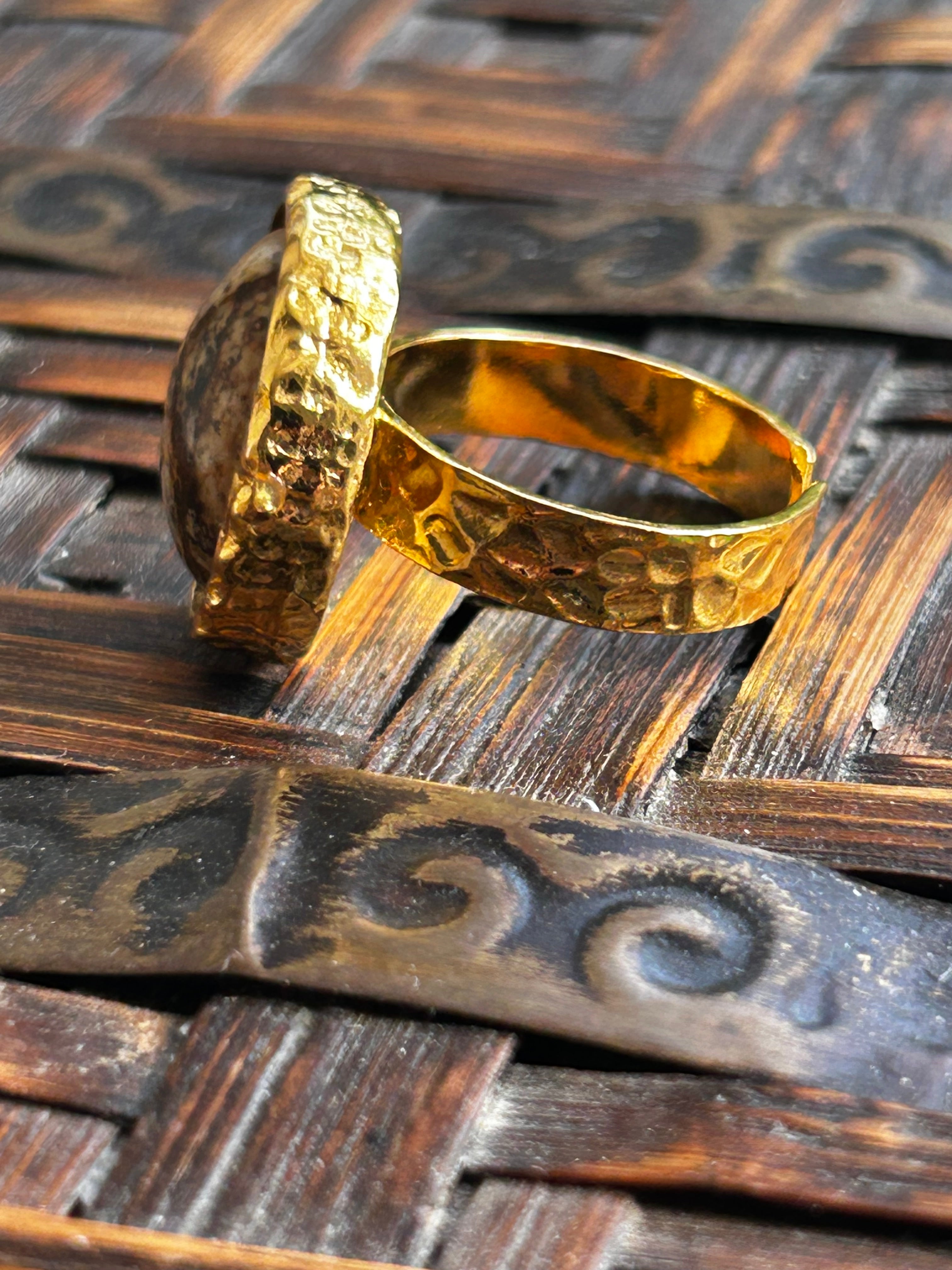 Jasper on Gold Plated Brass Ring