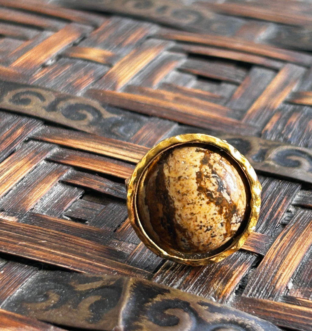 Jasper on Gold Plated Brass Ring
