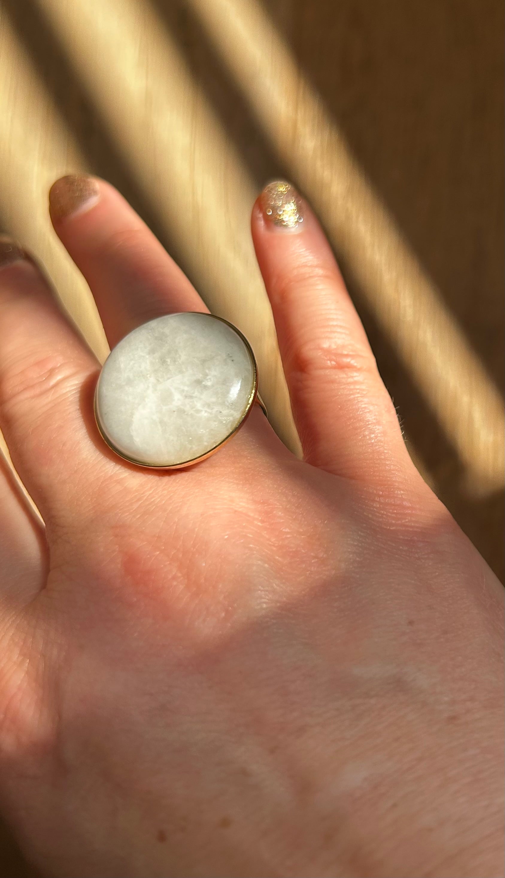 Moonstone on Gold Plate Ring