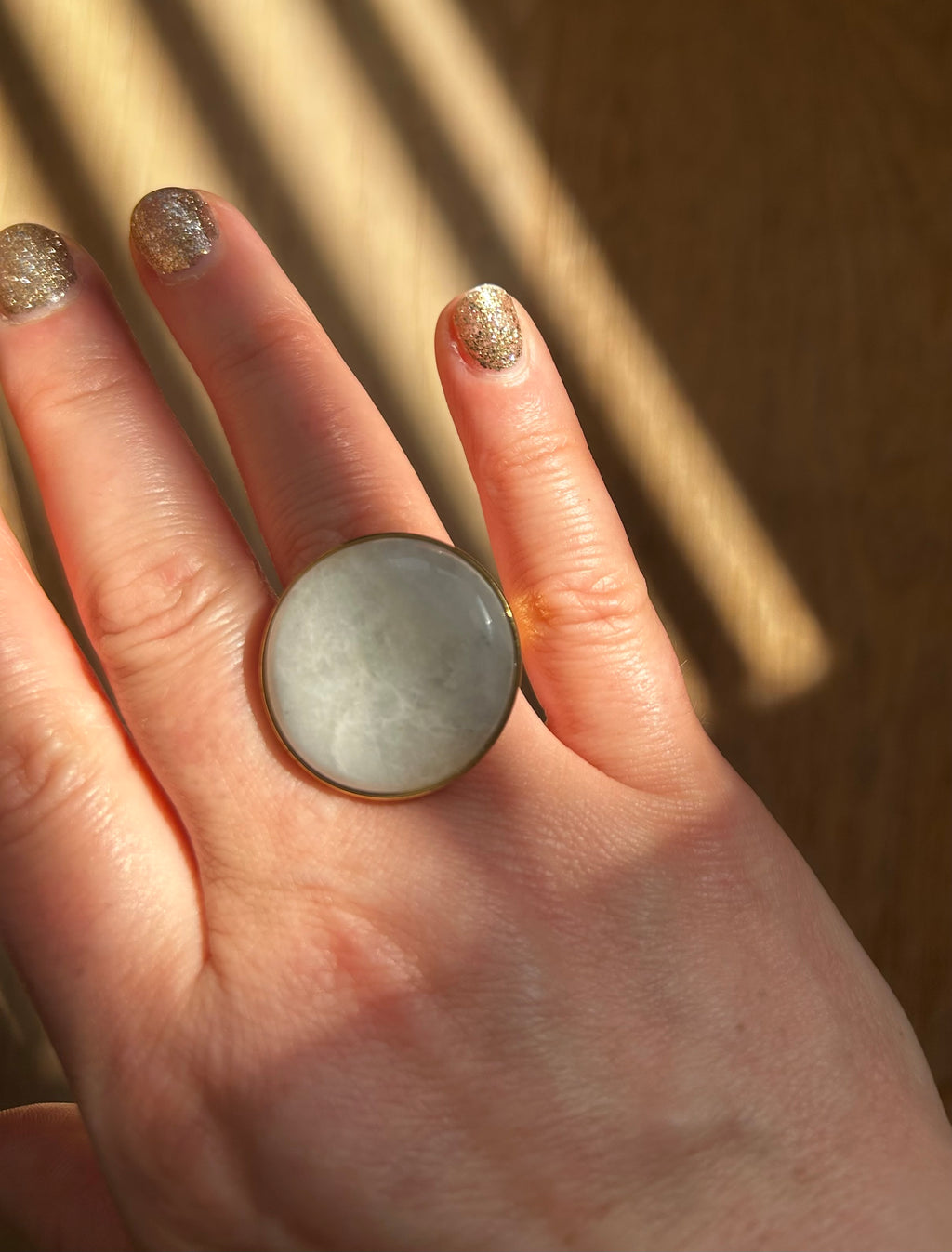 Moonstone on Gold Plate Ring