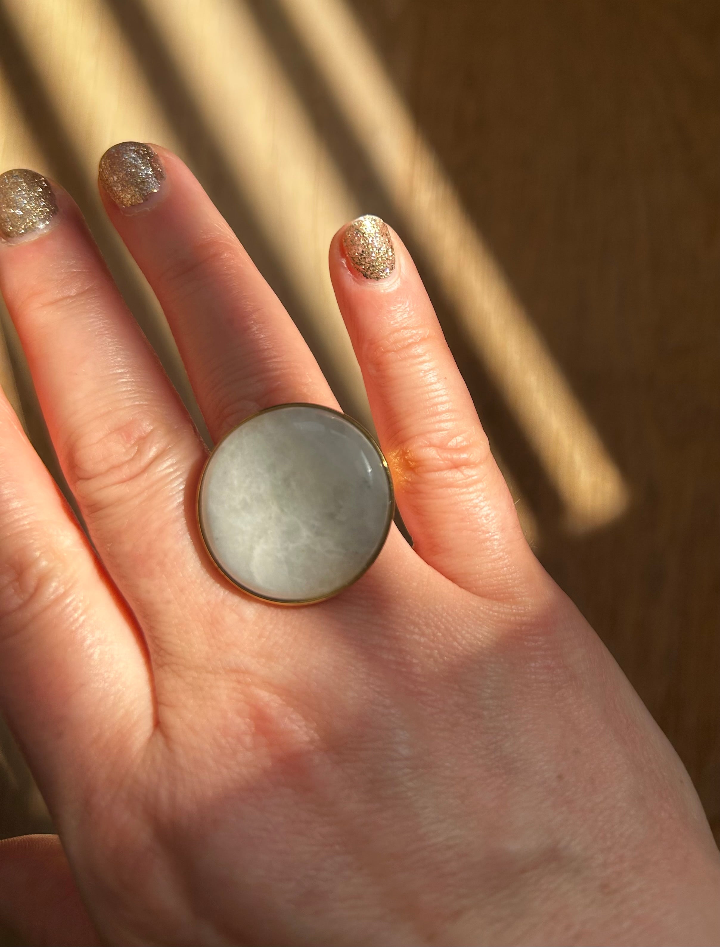 Moonstone on Gold Plate Ring