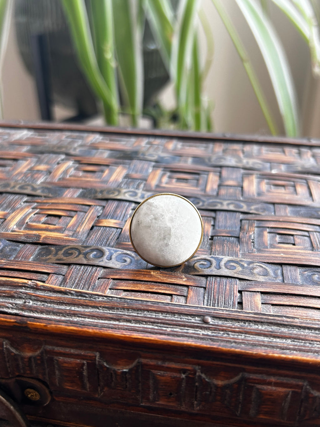 Moonstone on Gold Plate Ring