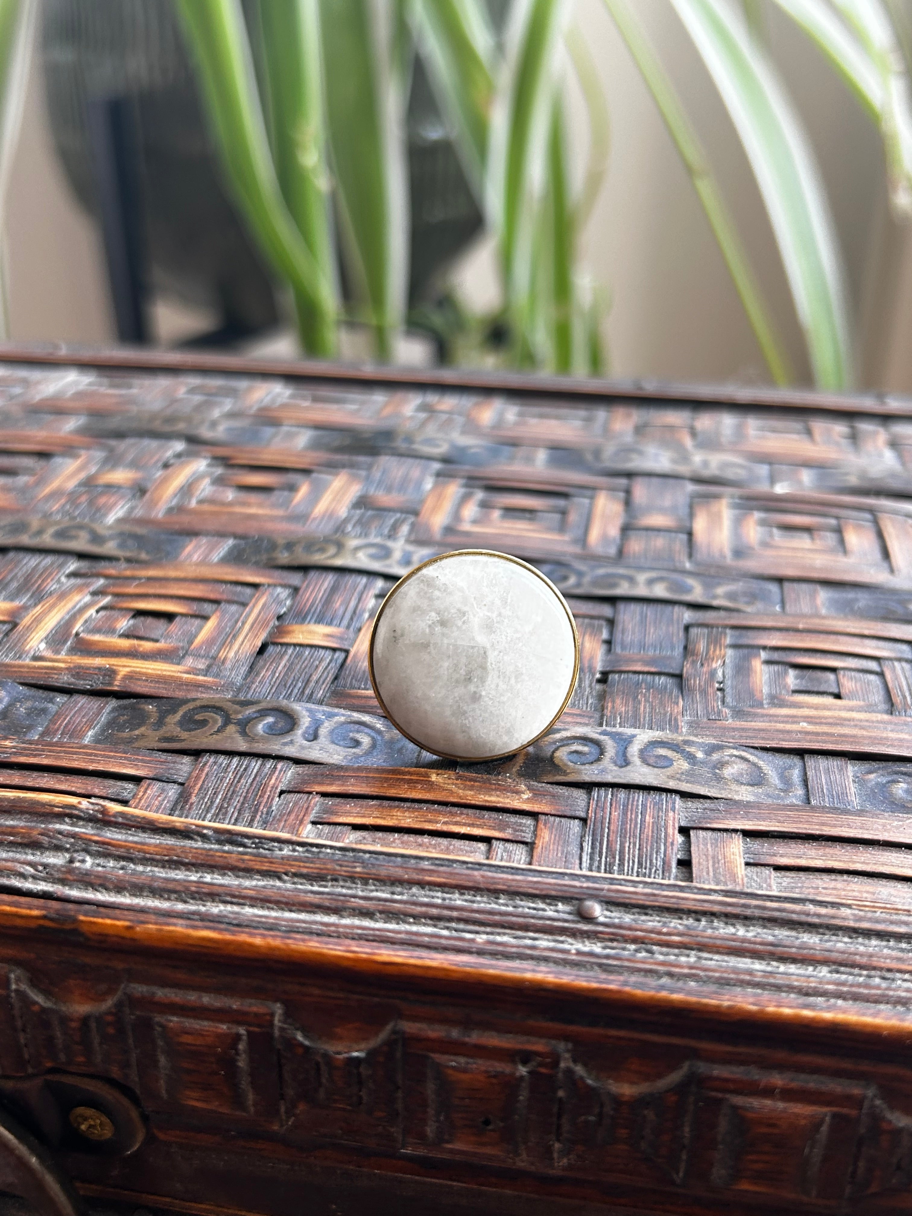 Moonstone on Gold Plate Ring