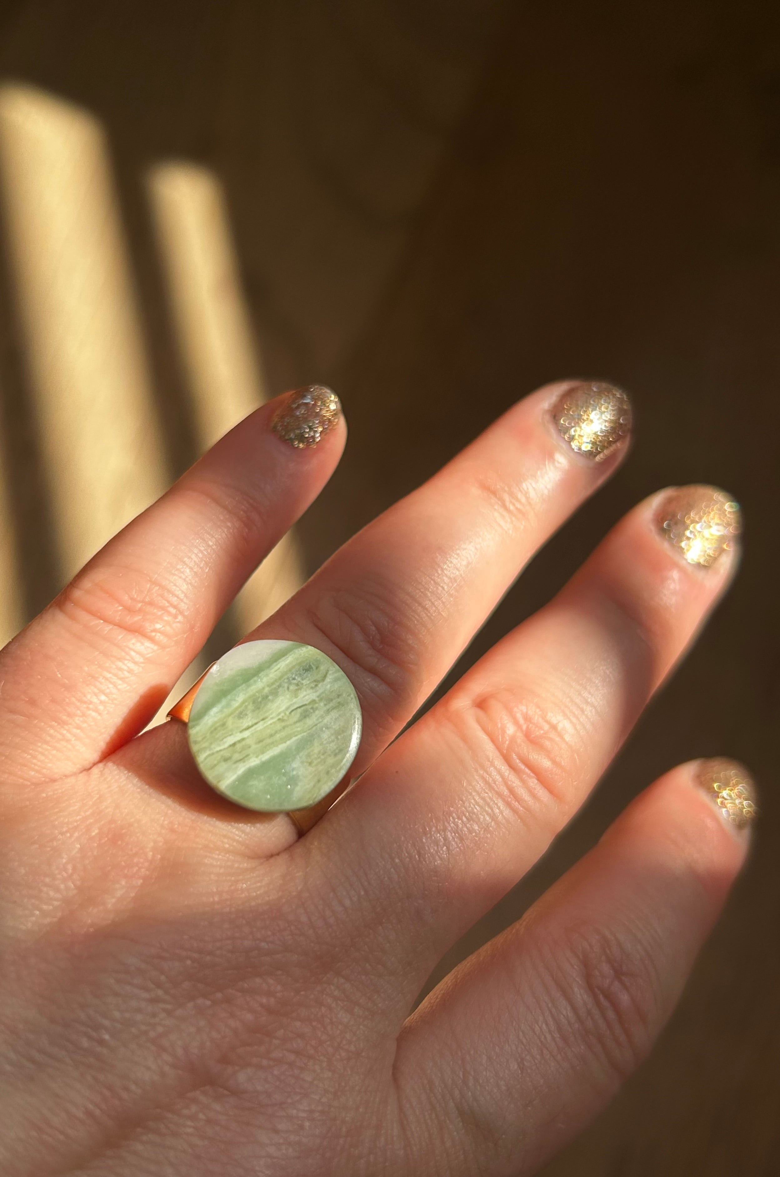 Serpentine on Gold Plate Ring