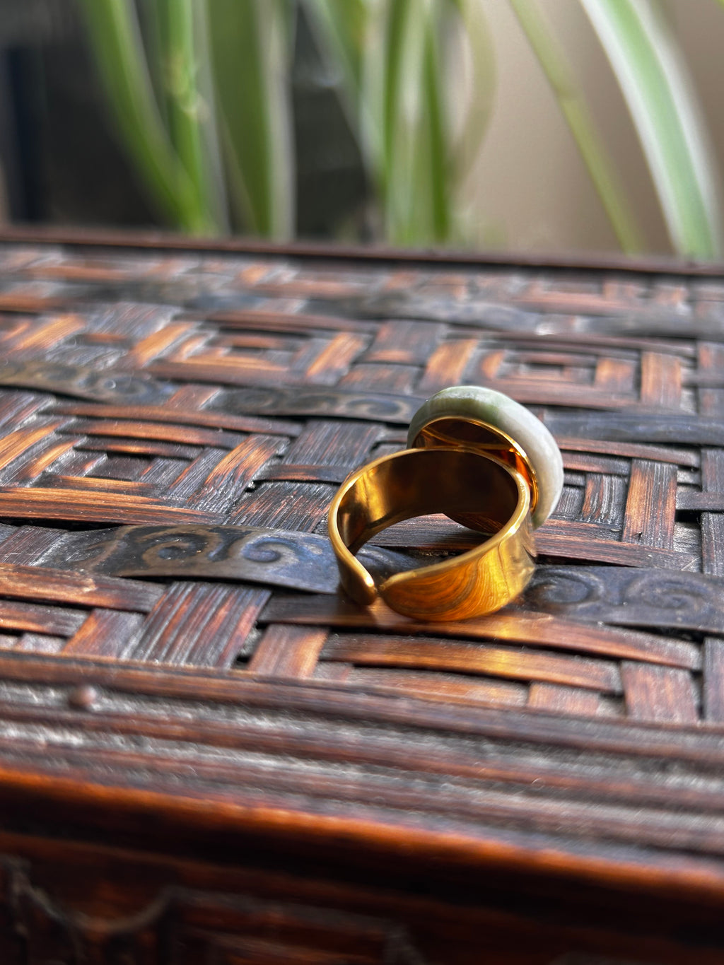 Serpentine on Gold Plate Ring