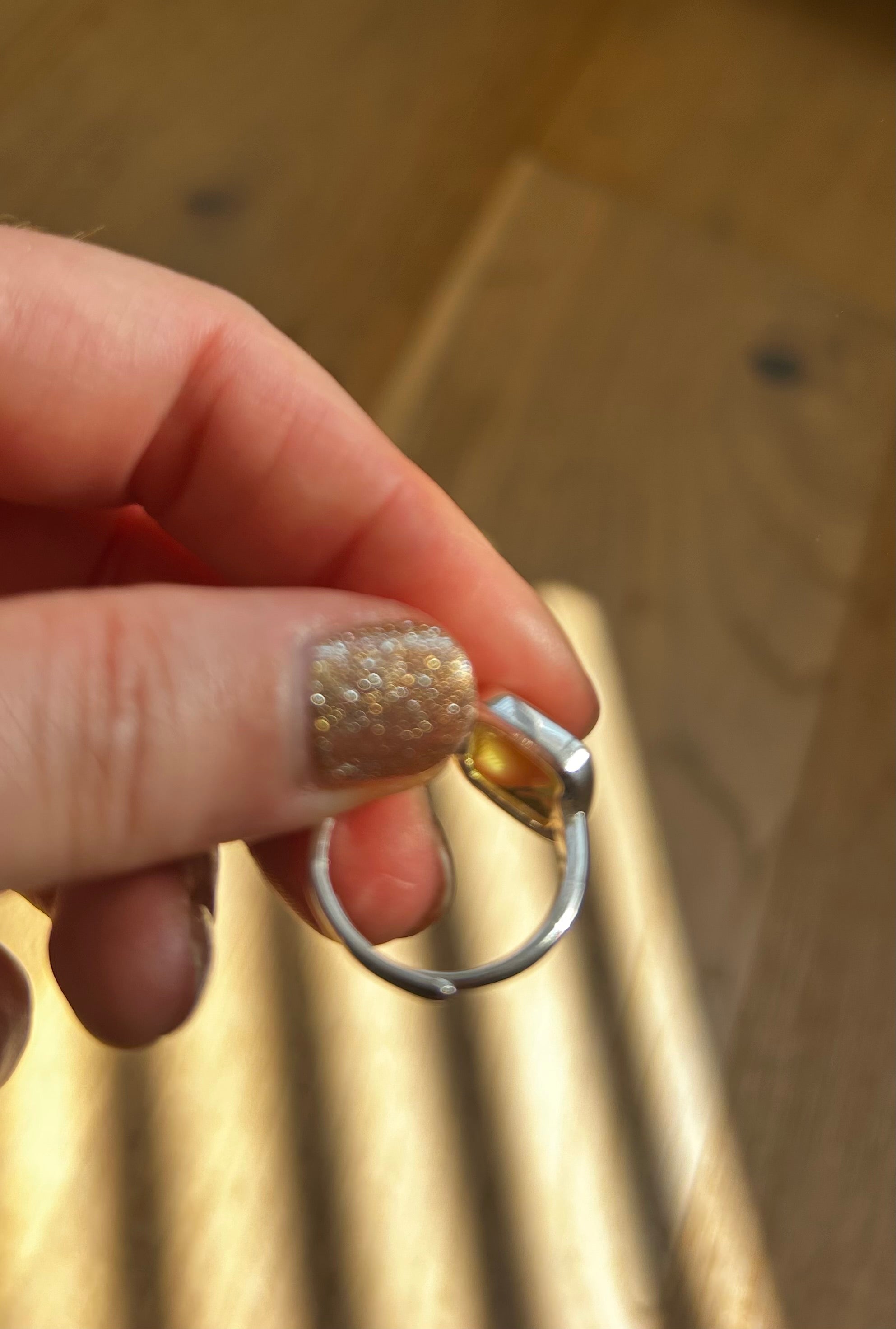 Lemon Quartz Square Sterling Silver Ring