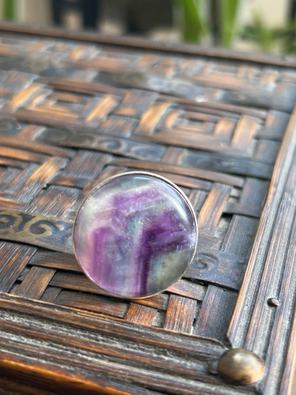 Large Fluorite on Sterling Silver Ring