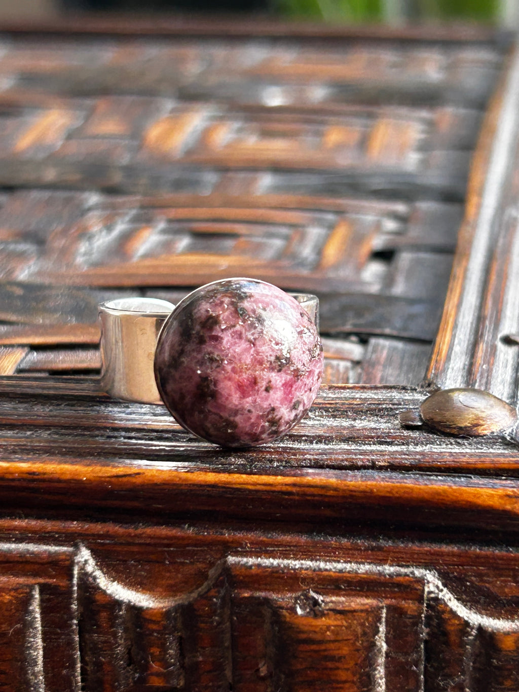 Rhodonite on Silver Plate Ring