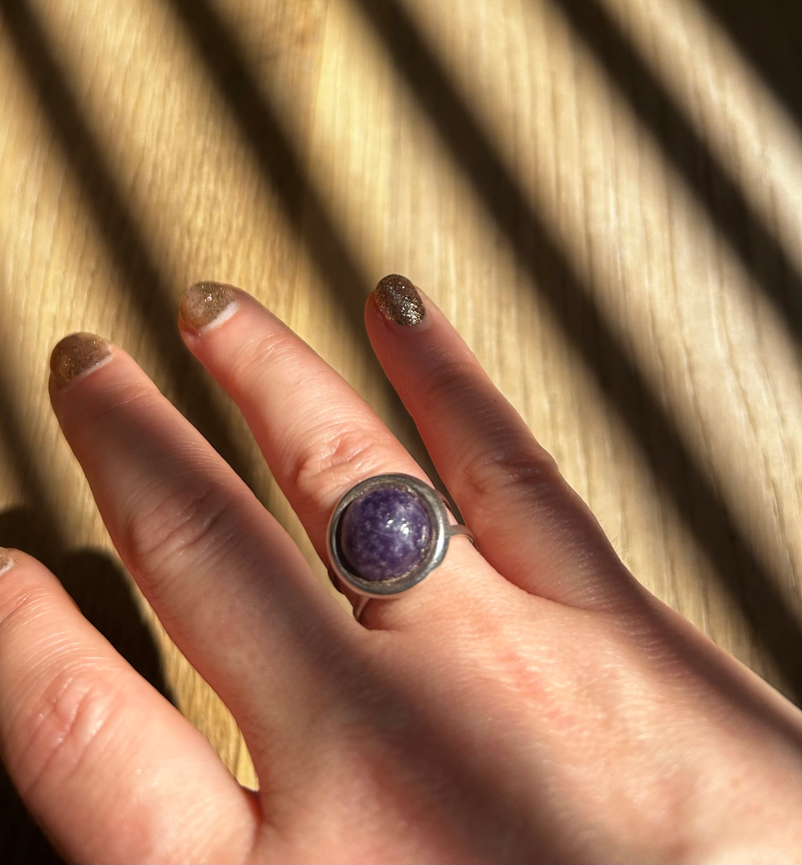 Lepidolite on Sterling Silver Ring