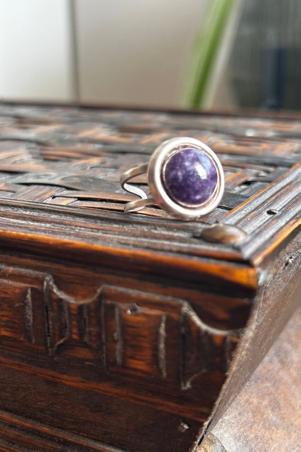 Lepidolite on Sterling Silver Ring