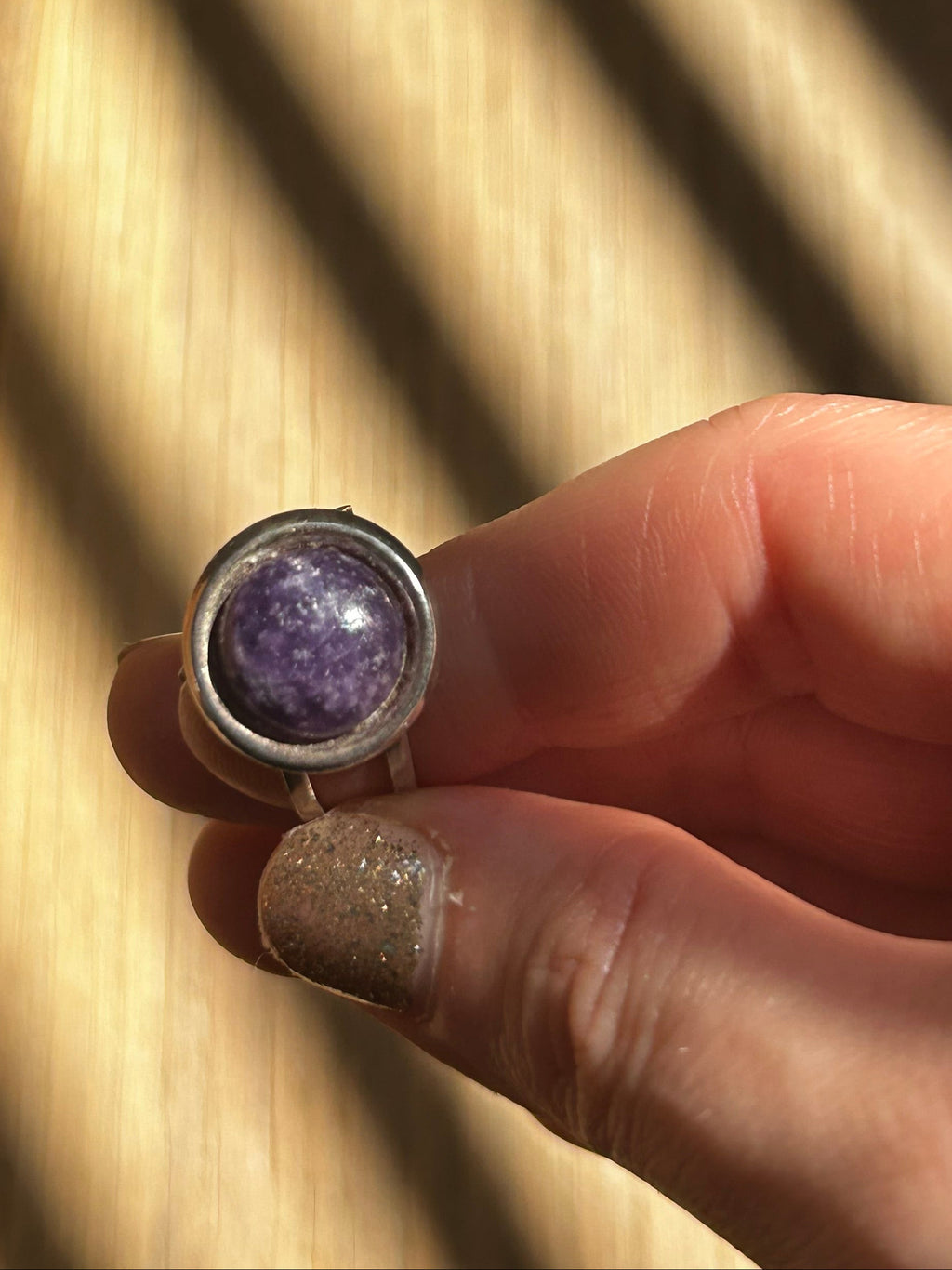 Lepidolite on Sterling Silver Ring