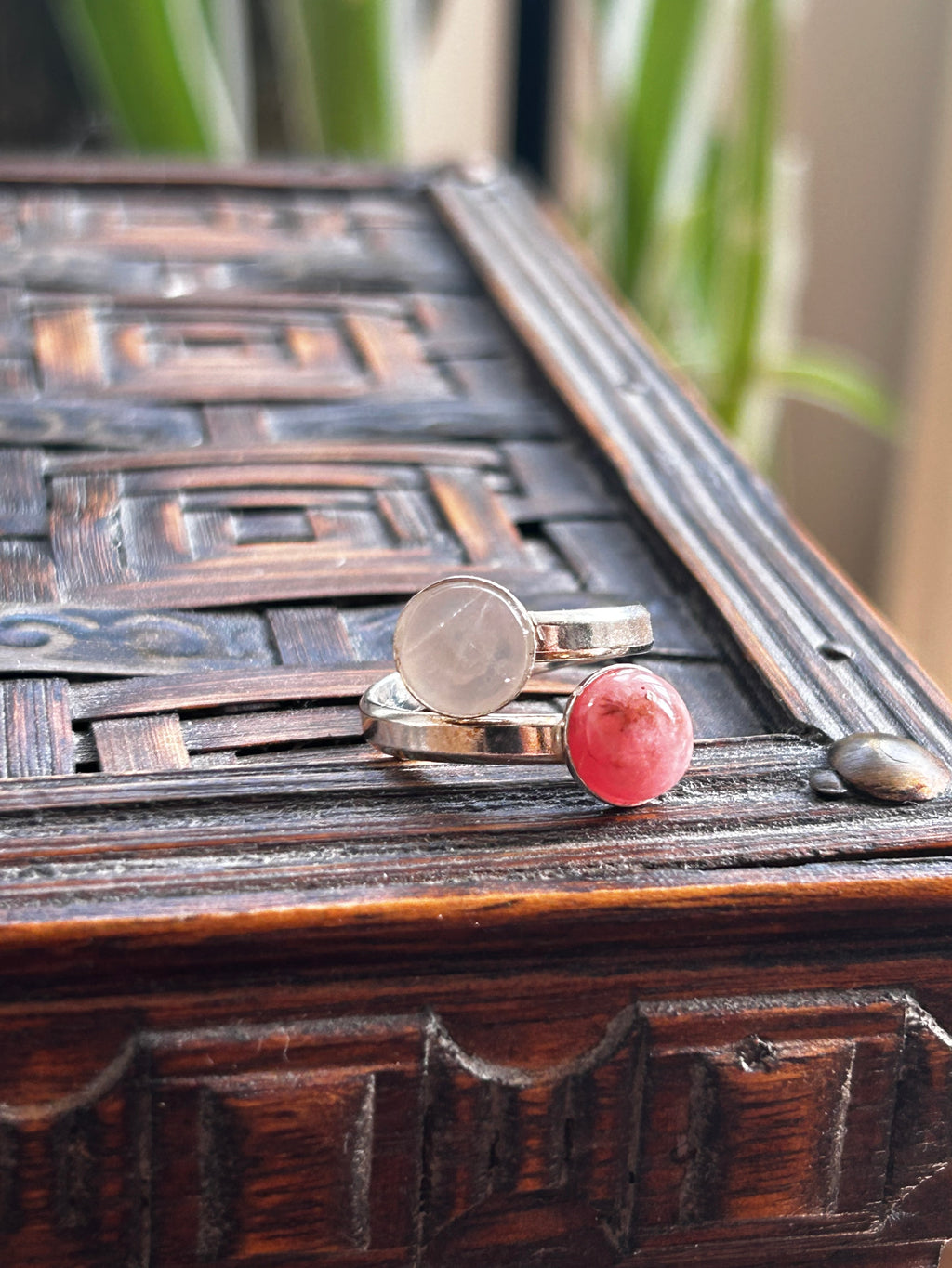 Rhodochrosite & Rose Quartz Sterling Silver Ring