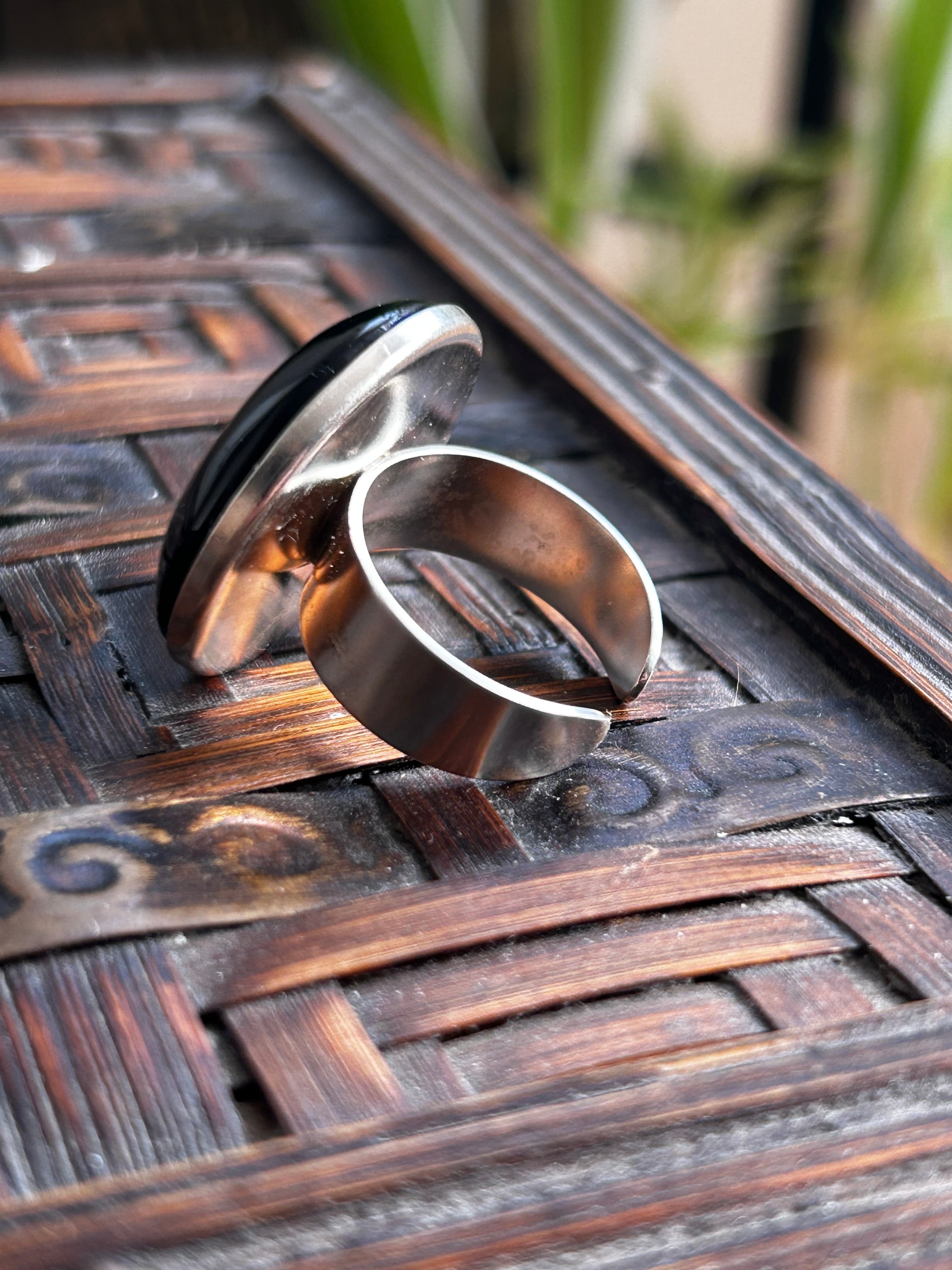Large Black Onyx Sterling Silver Ring