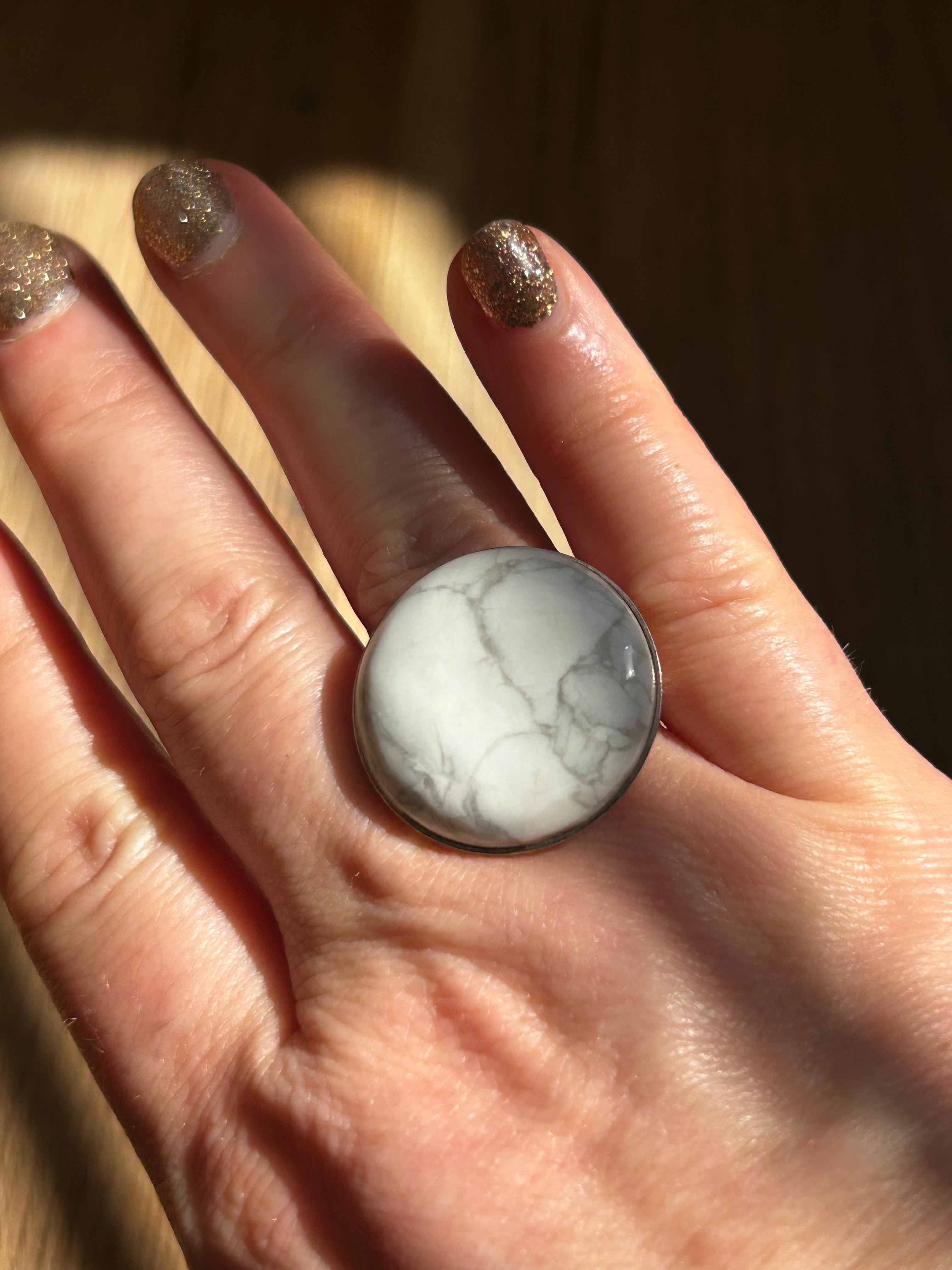 Howlite on Sterling Silver Ring