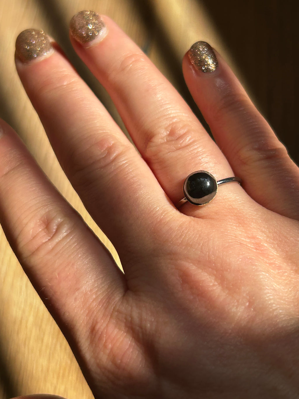 Hematite on Sterling Silver & Gold Plate Ring