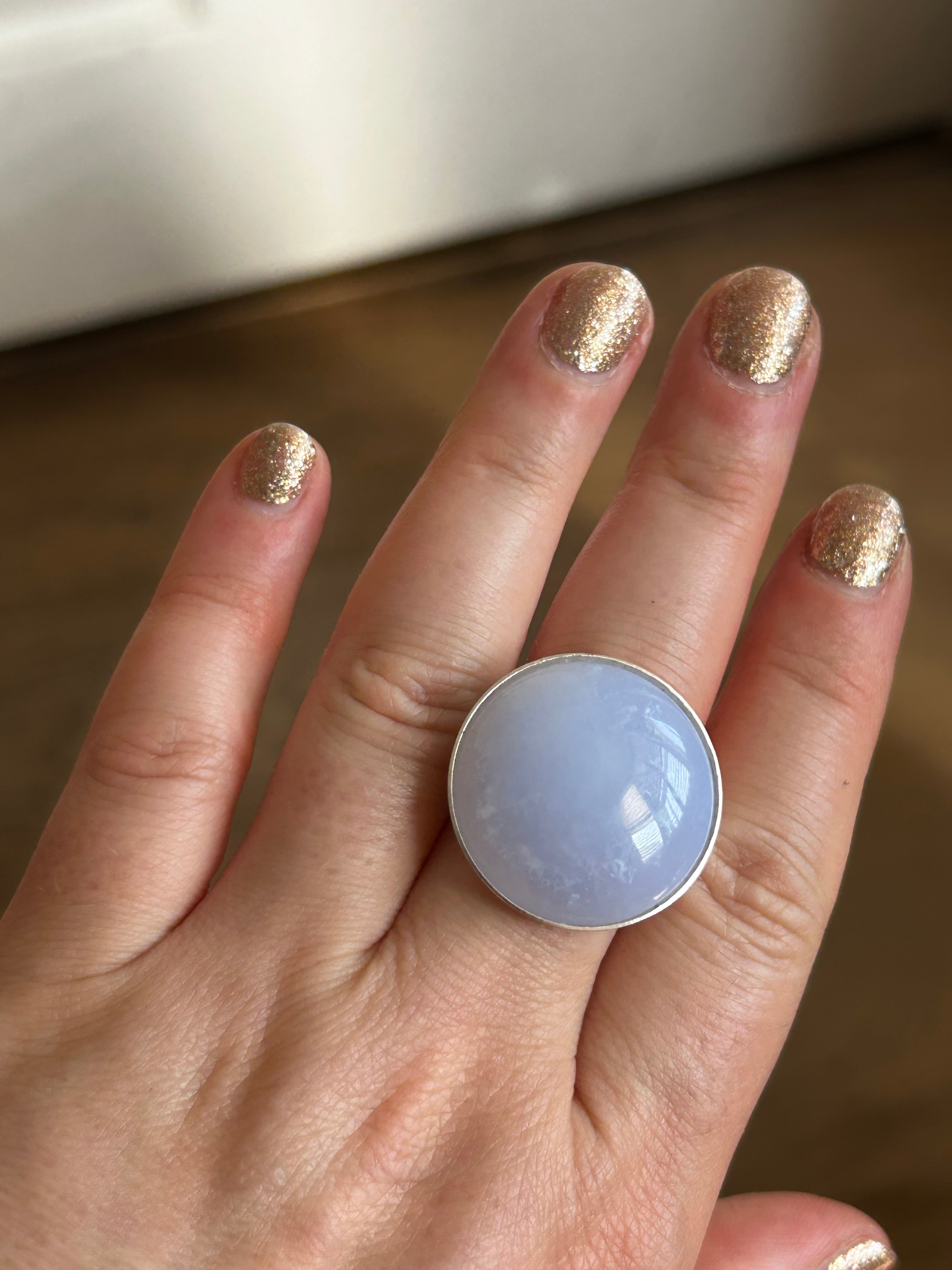 Chalcedony on Sterling Silver Ring