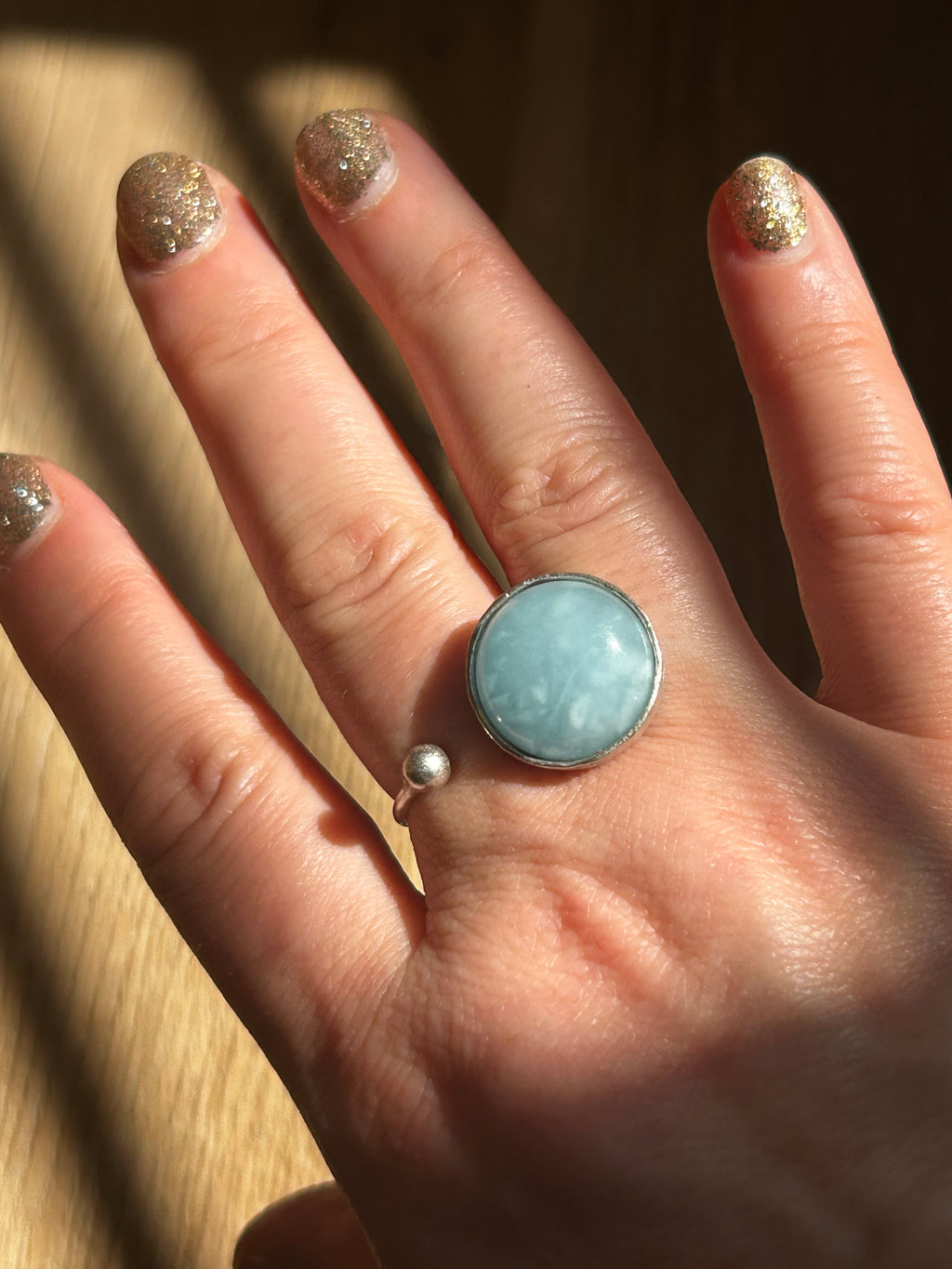 Aquamarine on Silver Plated Brass Ring
