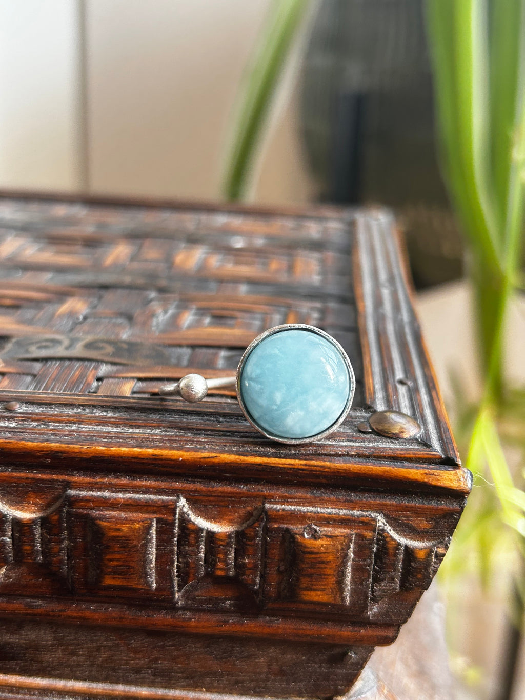Aquamarine on Silver Plated Brass Ring