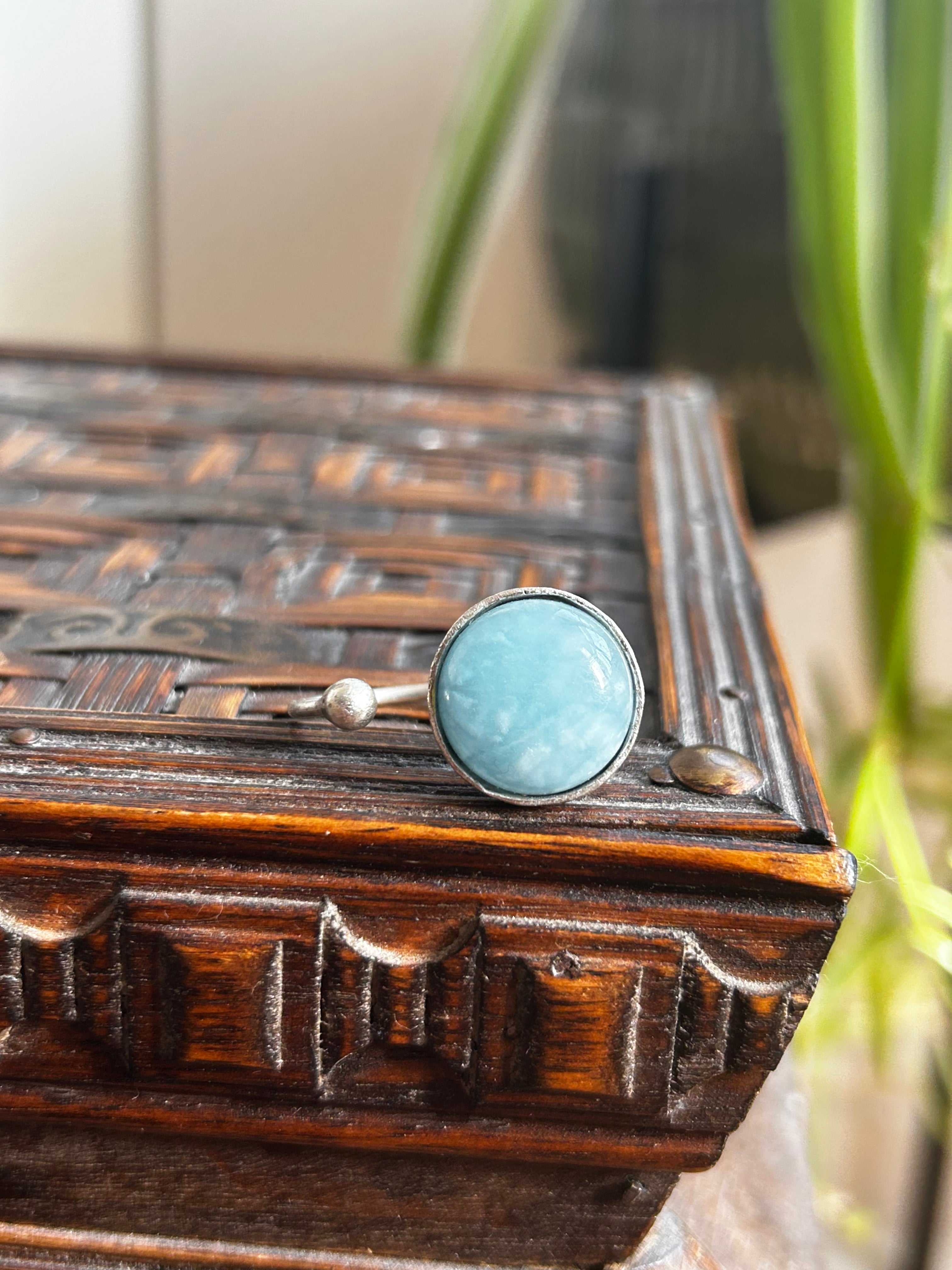 Aquamarine on Silver Plated Brass Ring