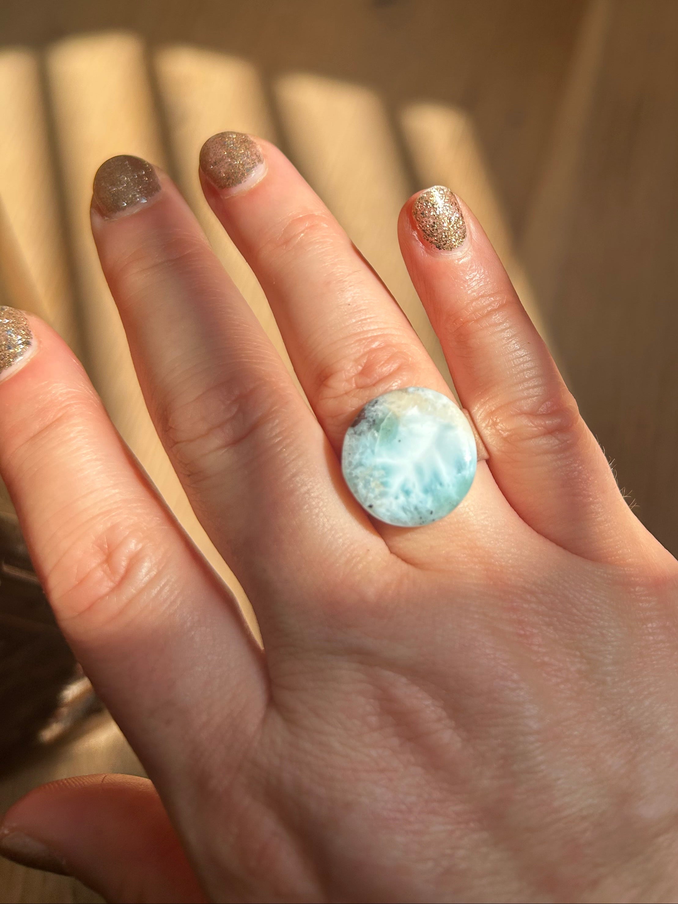Larimar on Sterling Silver Ring
