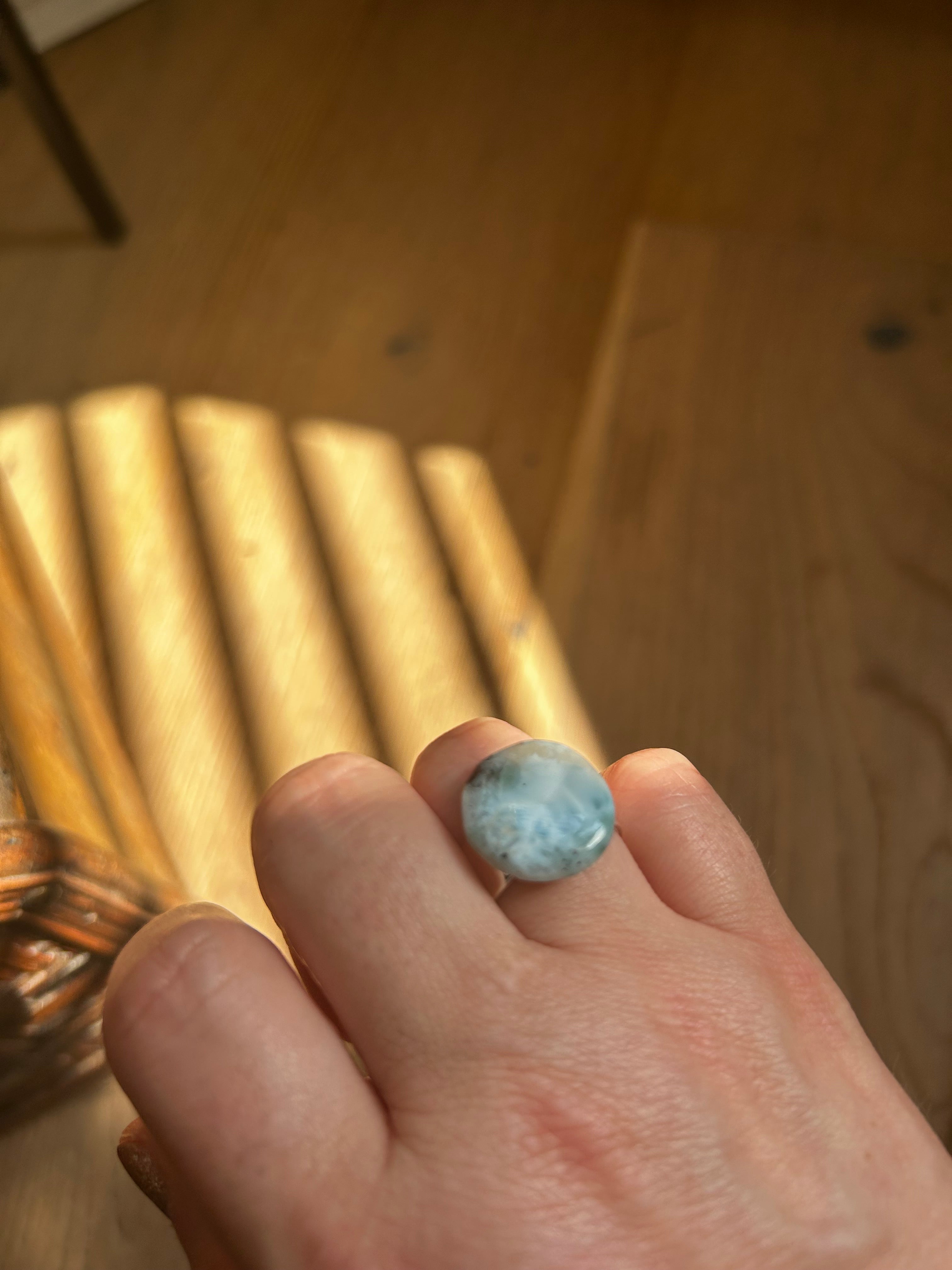 Larimar on Sterling Silver Ring