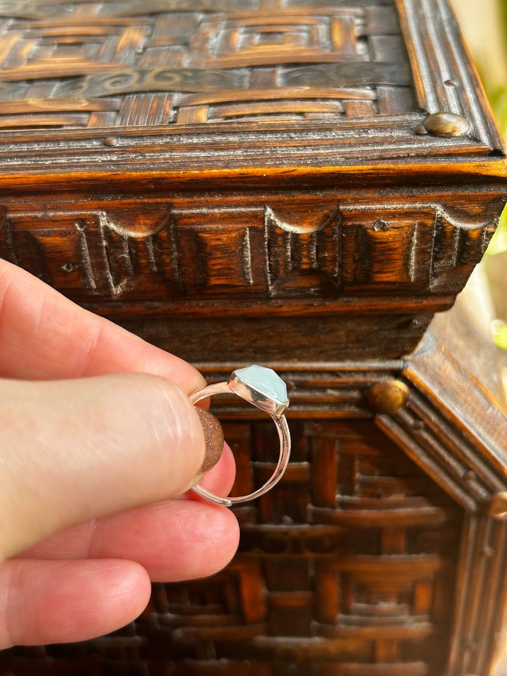 Aquamarine Square Sterling Silver Ring