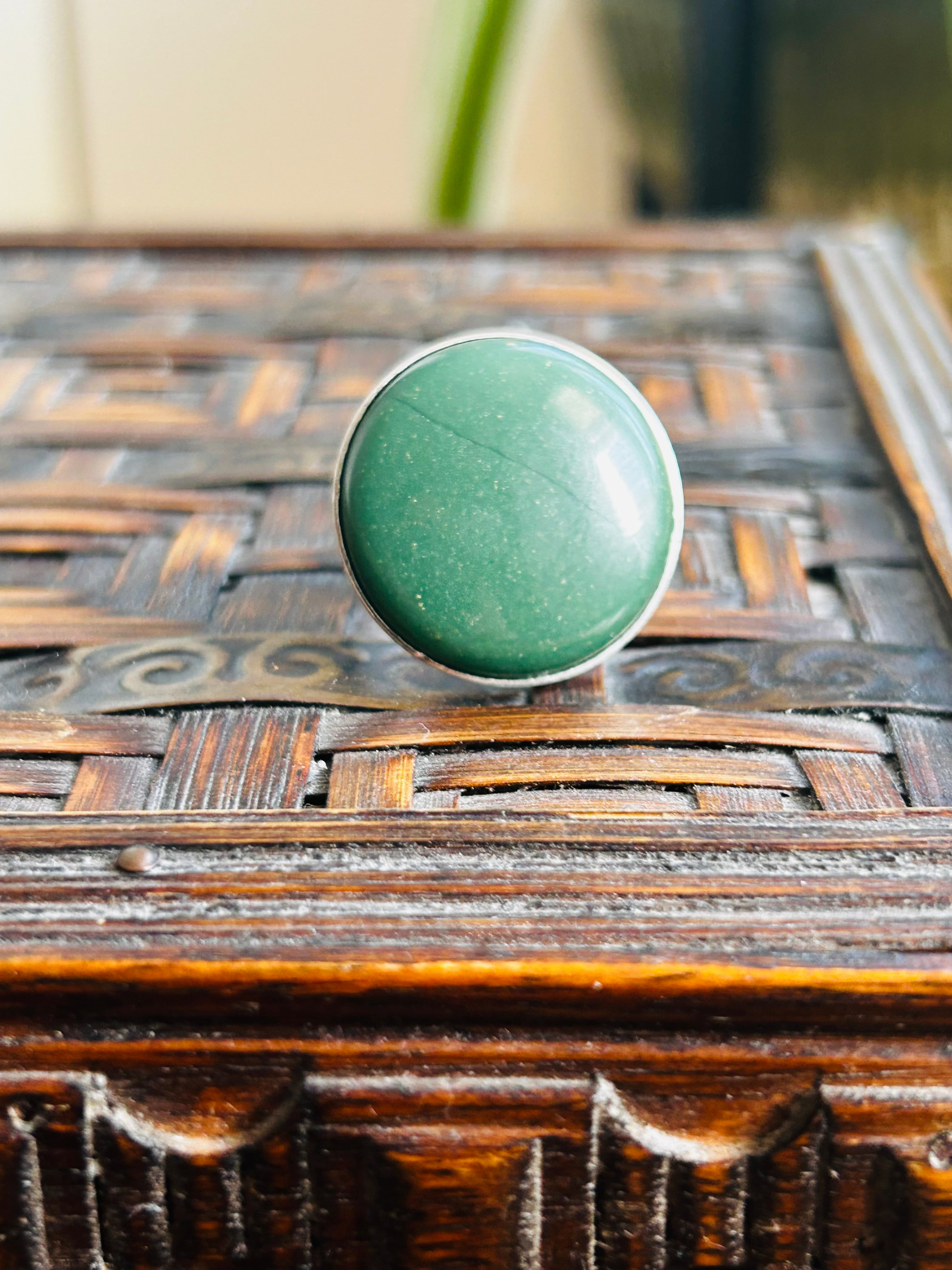 Jade Nephrite on Sterling Silver Ring