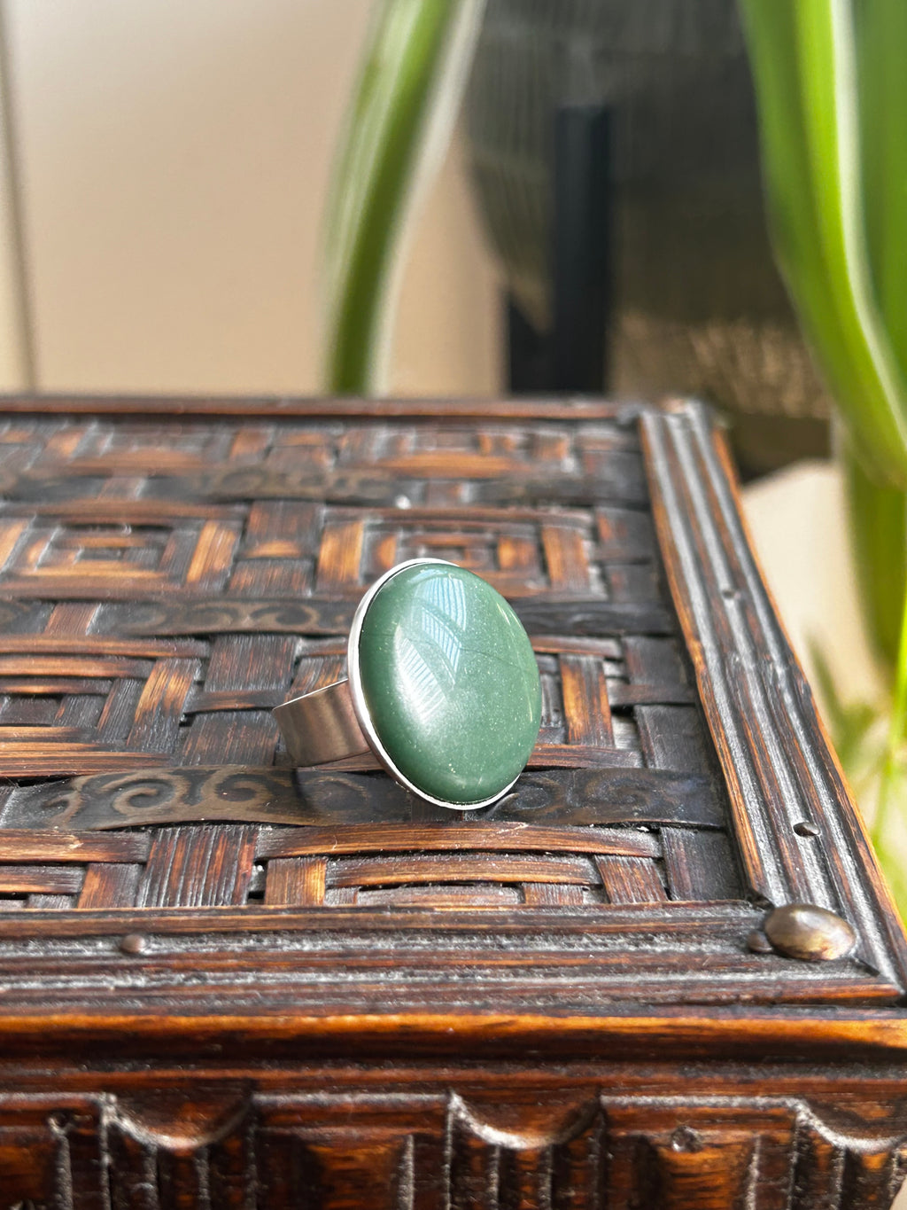 Jade Nephrite on Sterling Silver Ring