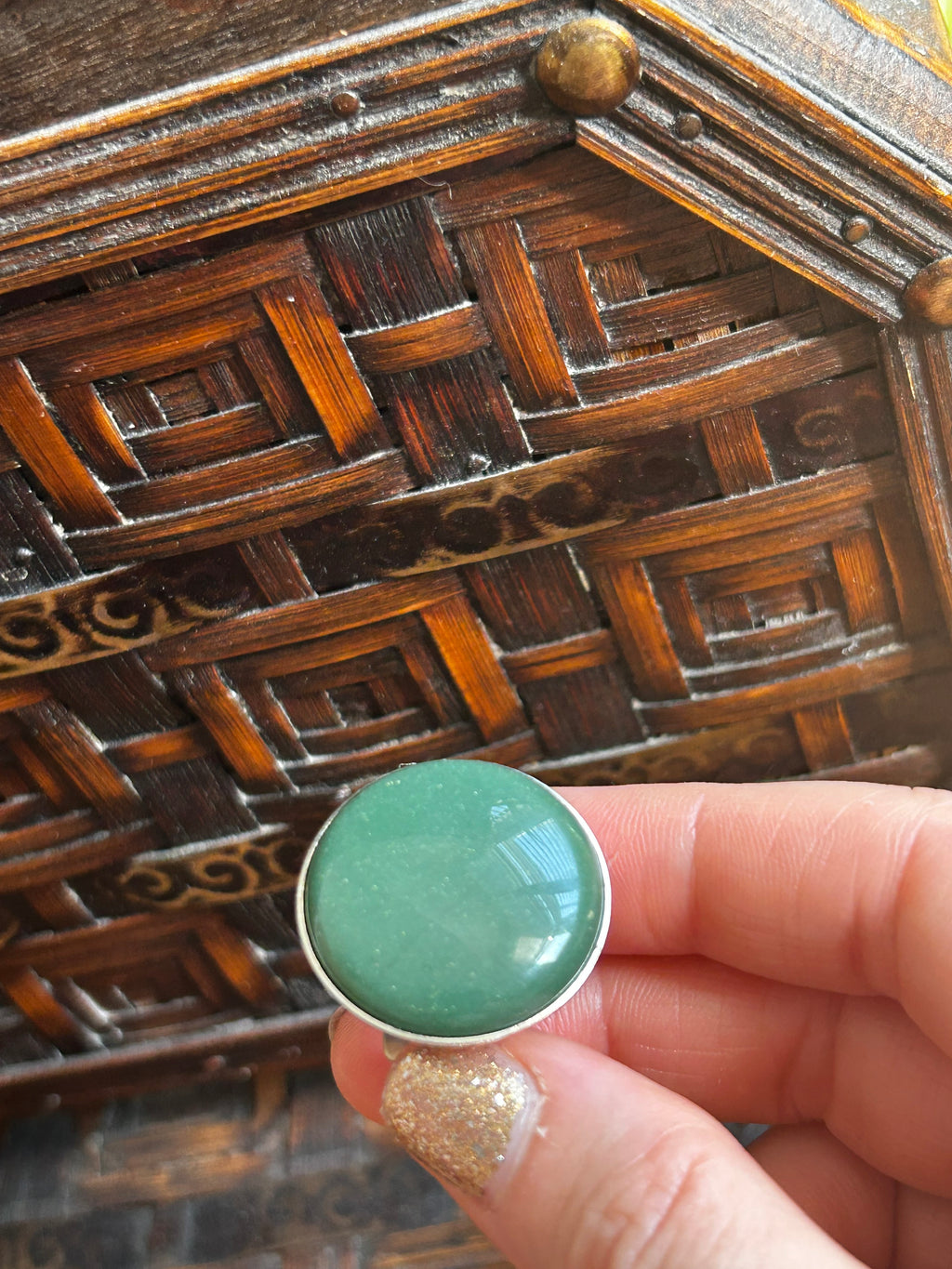 Jade Nephrite on Sterling Silver Ring