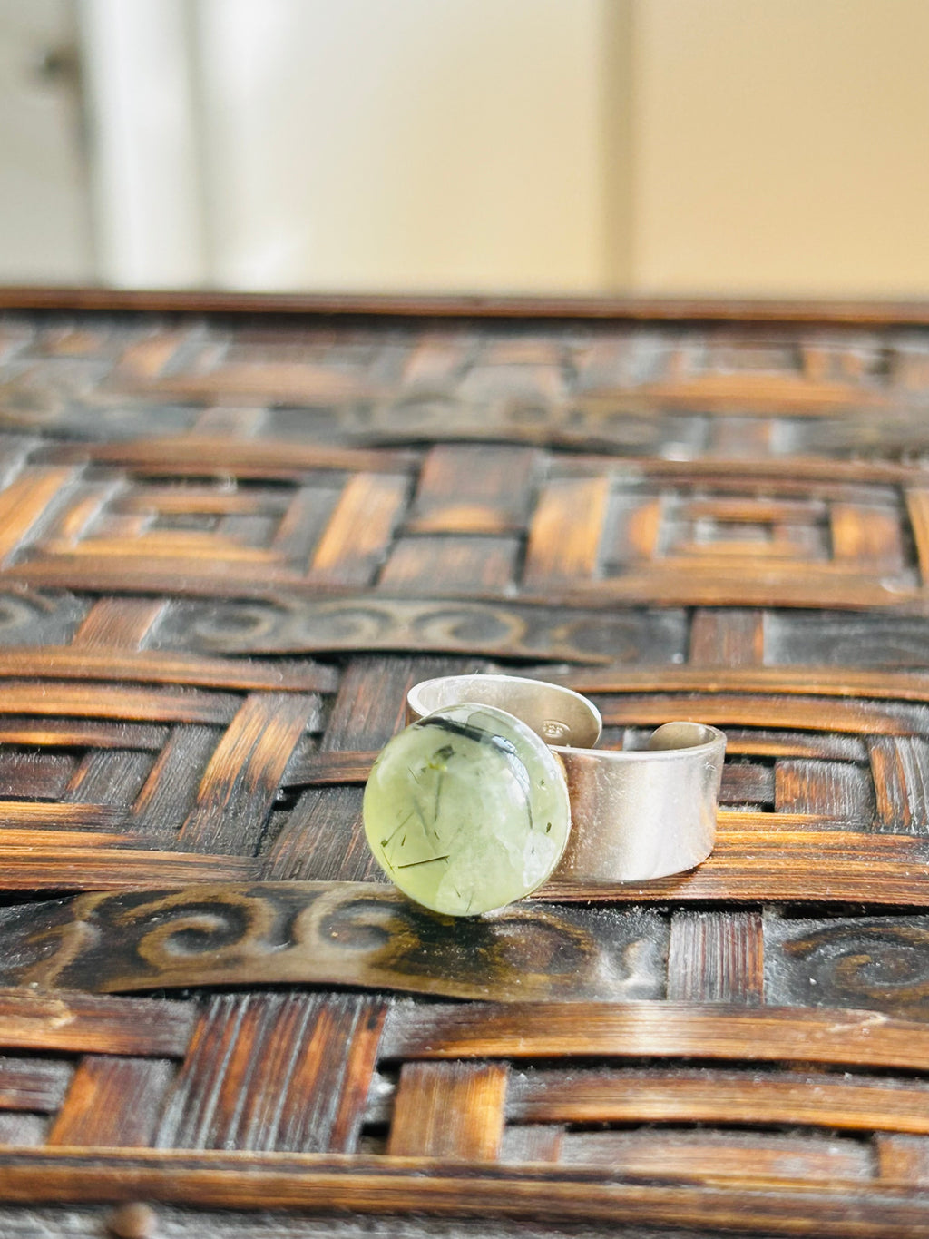 Prehnite on Sterling Silver Ring