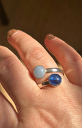 Kyanite & Angelite Sterling Silver Double Ring