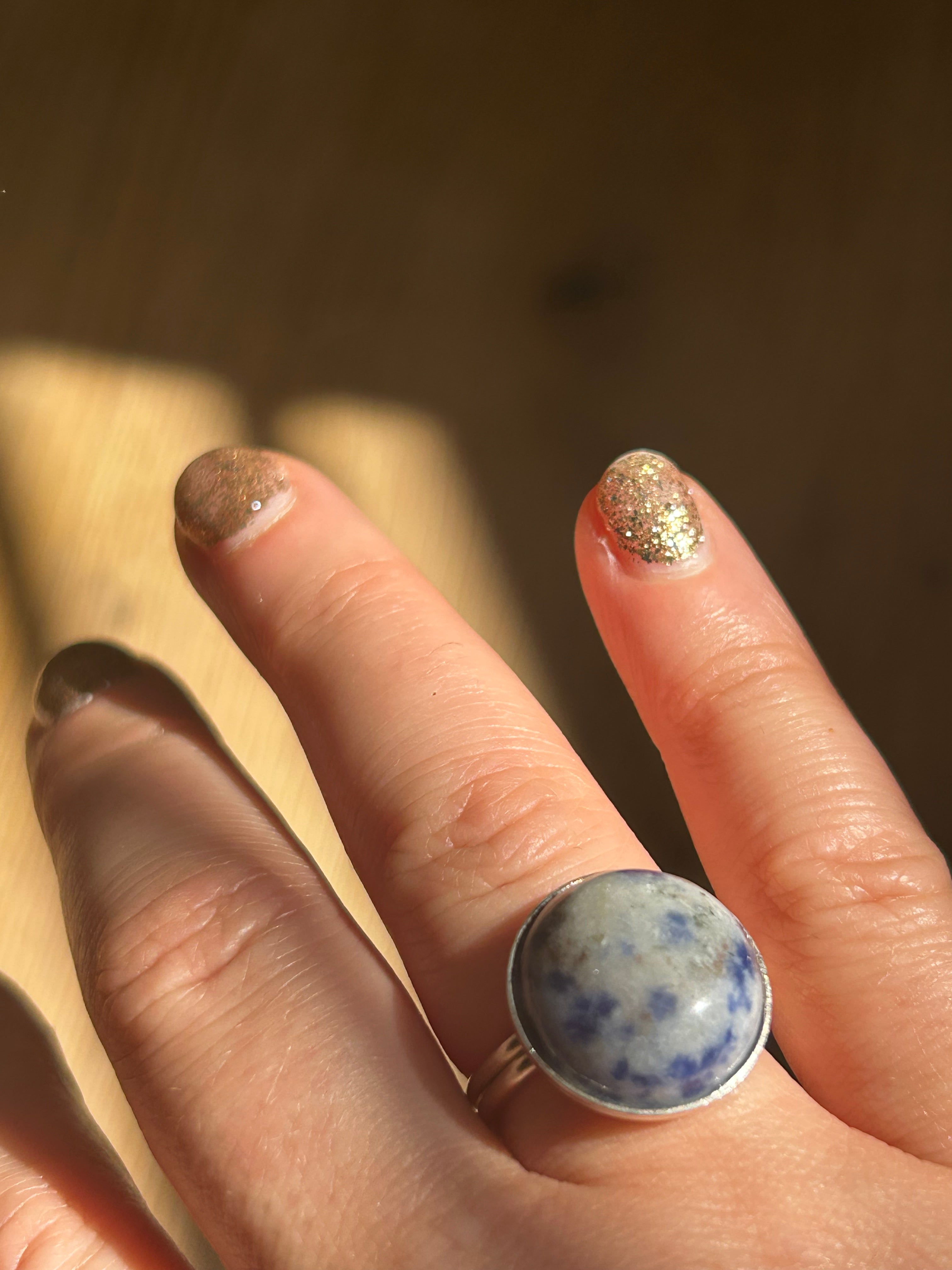 Sodalite on Sterling Silver Ring