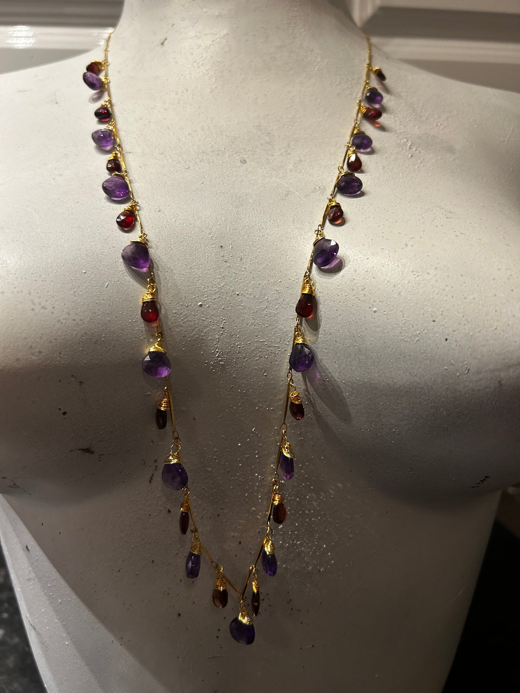 Amethyst & Garnet Garland on 24ct Gold Plate