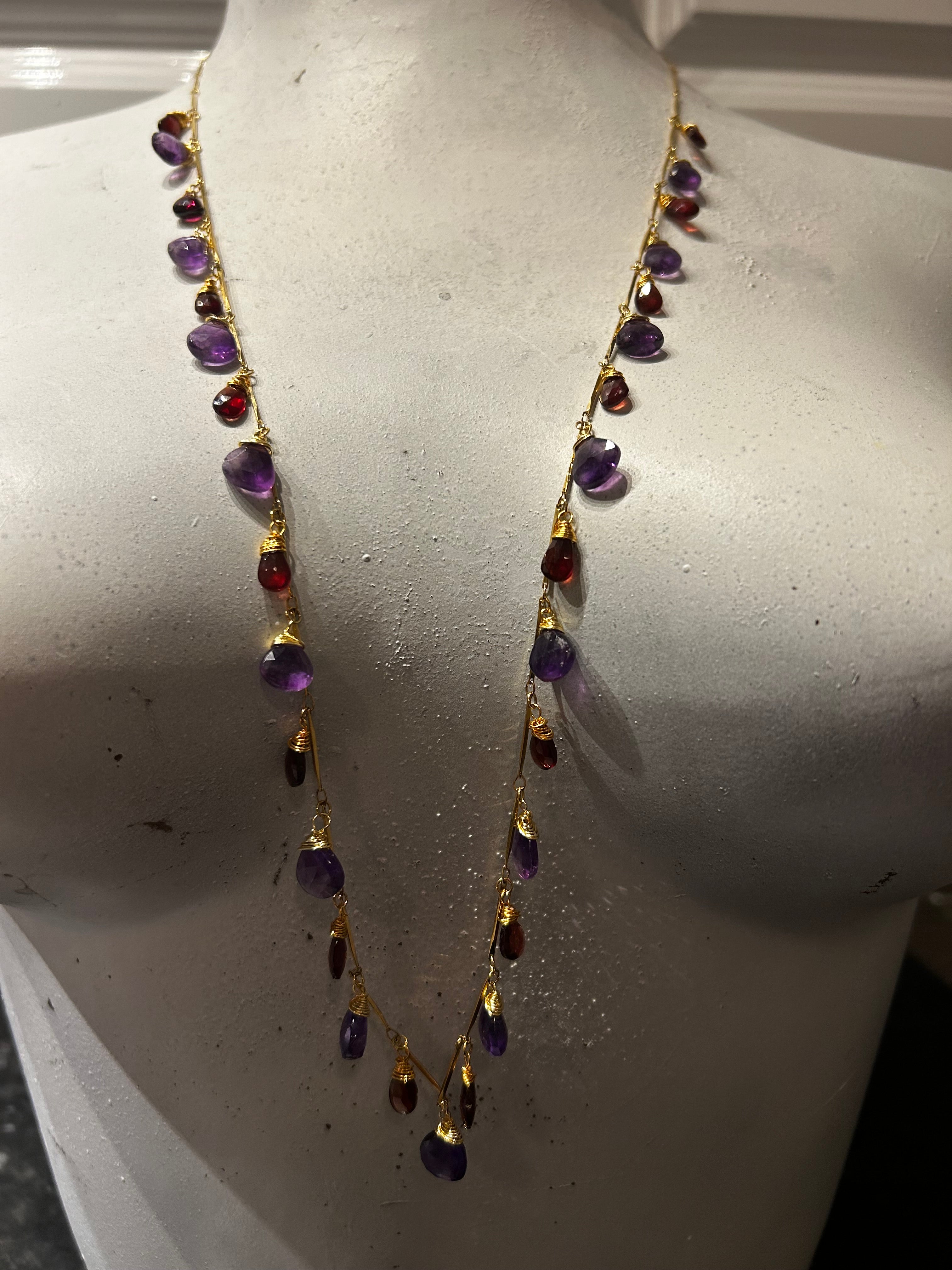 Amethyst & Garnet Garland on 24ct Gold Plate
