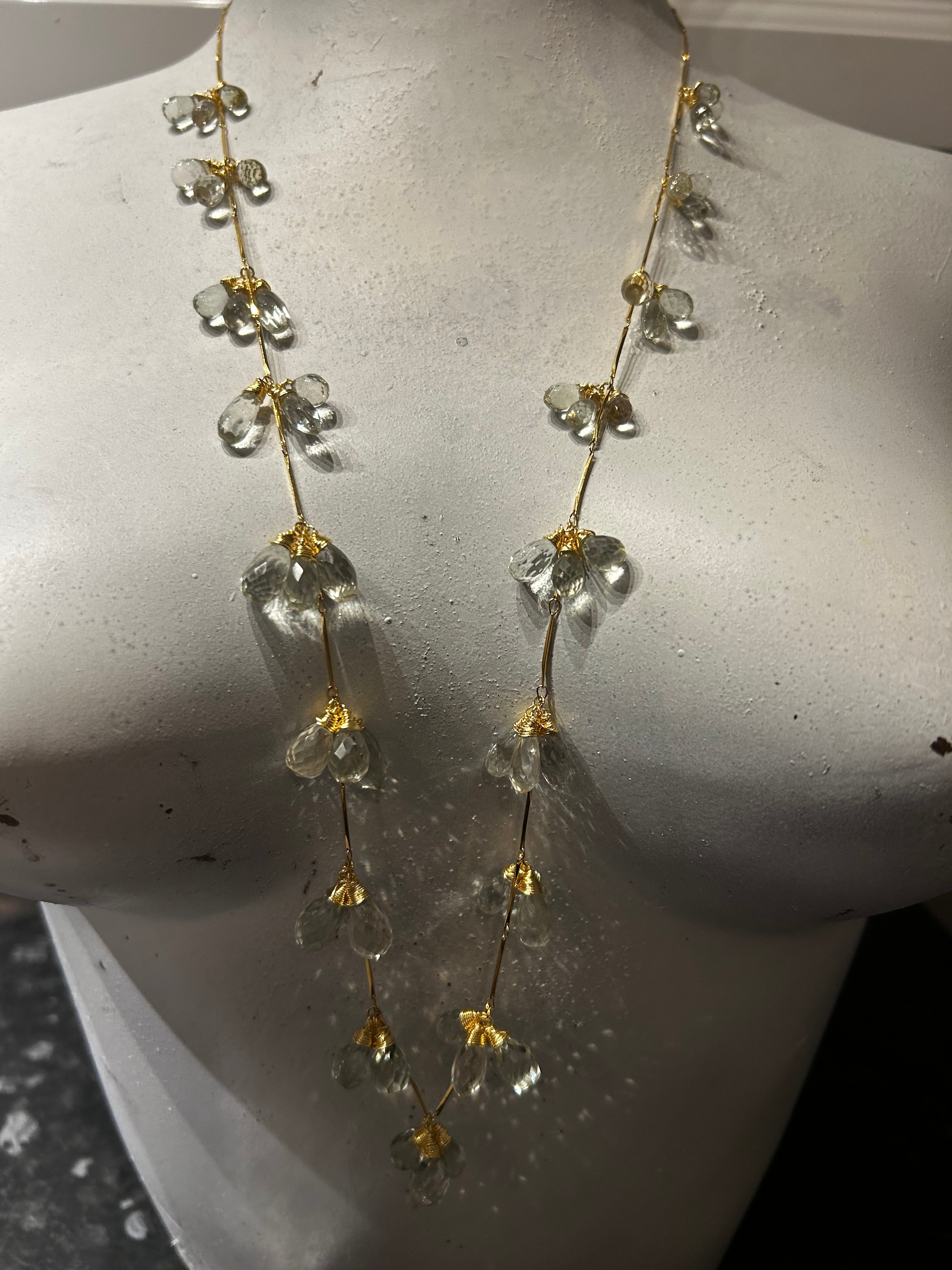 Green Amethyst Garland on 24ct Gold Plate