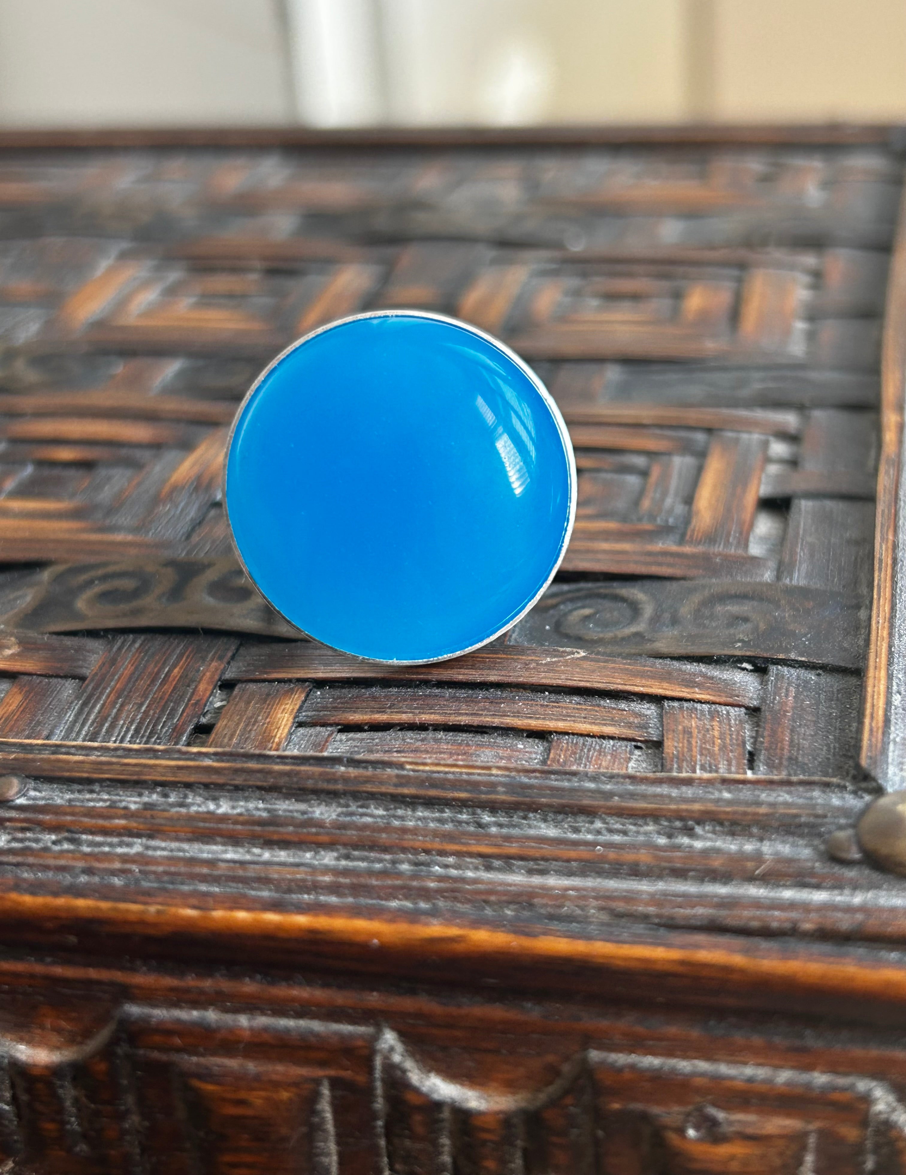 Large Blue Onyx Sterling Silver Ring