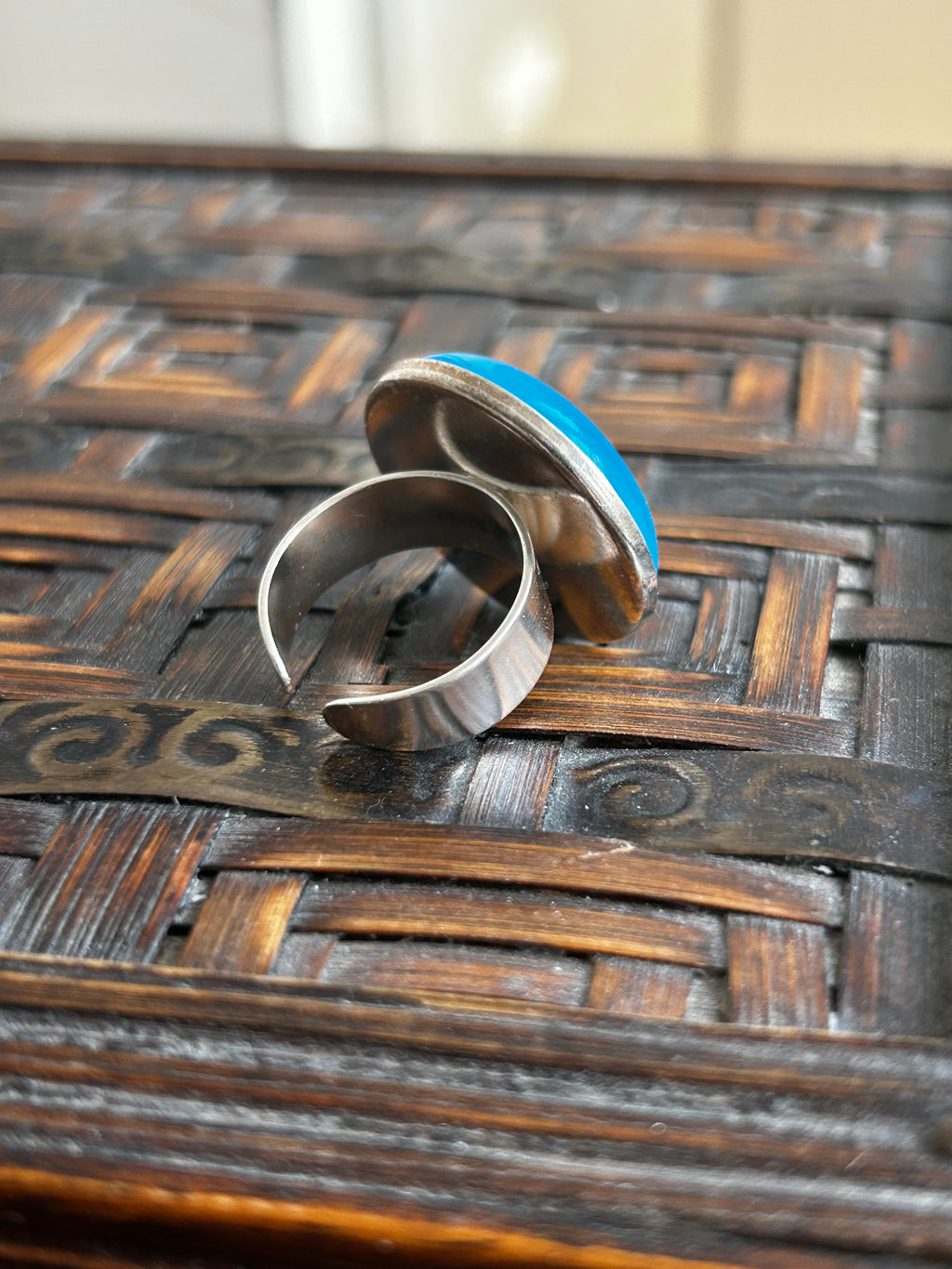 Large Blue Onyx Sterling Silver Ring