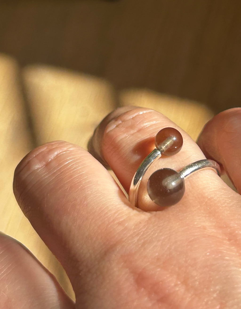Smokey Quartz Double Sterling Silver Ring