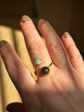 Shungite & Amazonite Double Gold Plate Ring