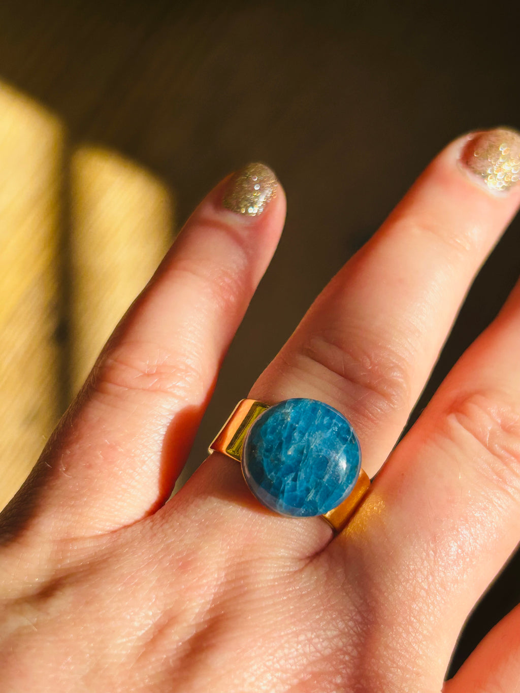 Apatite Gold Plate Ring