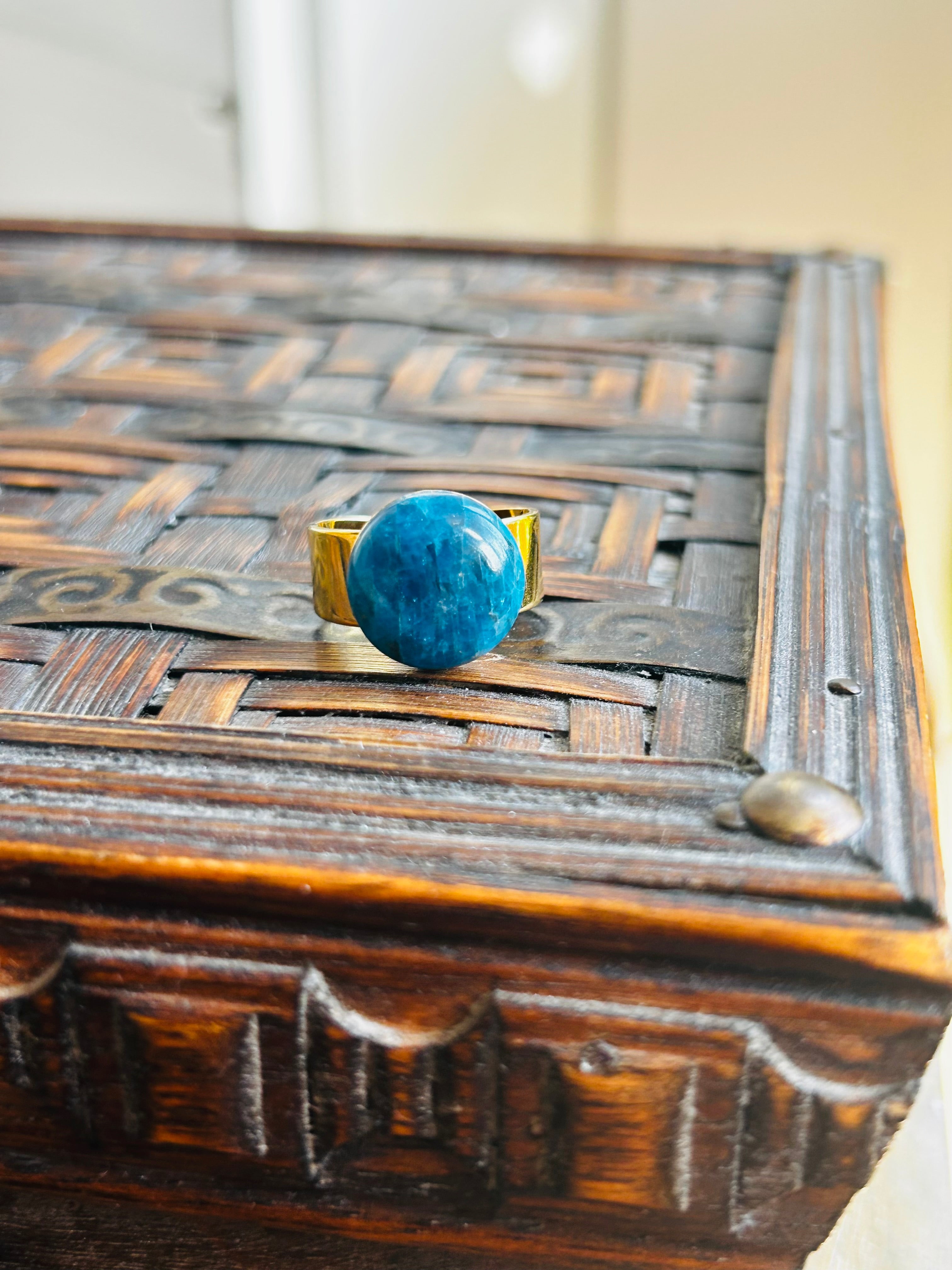 Apatite Gold Plate Ring