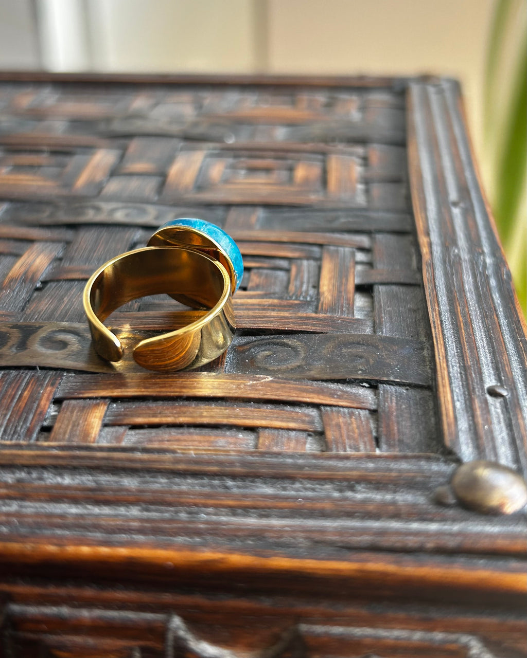 Apatite Gold Plate Ring