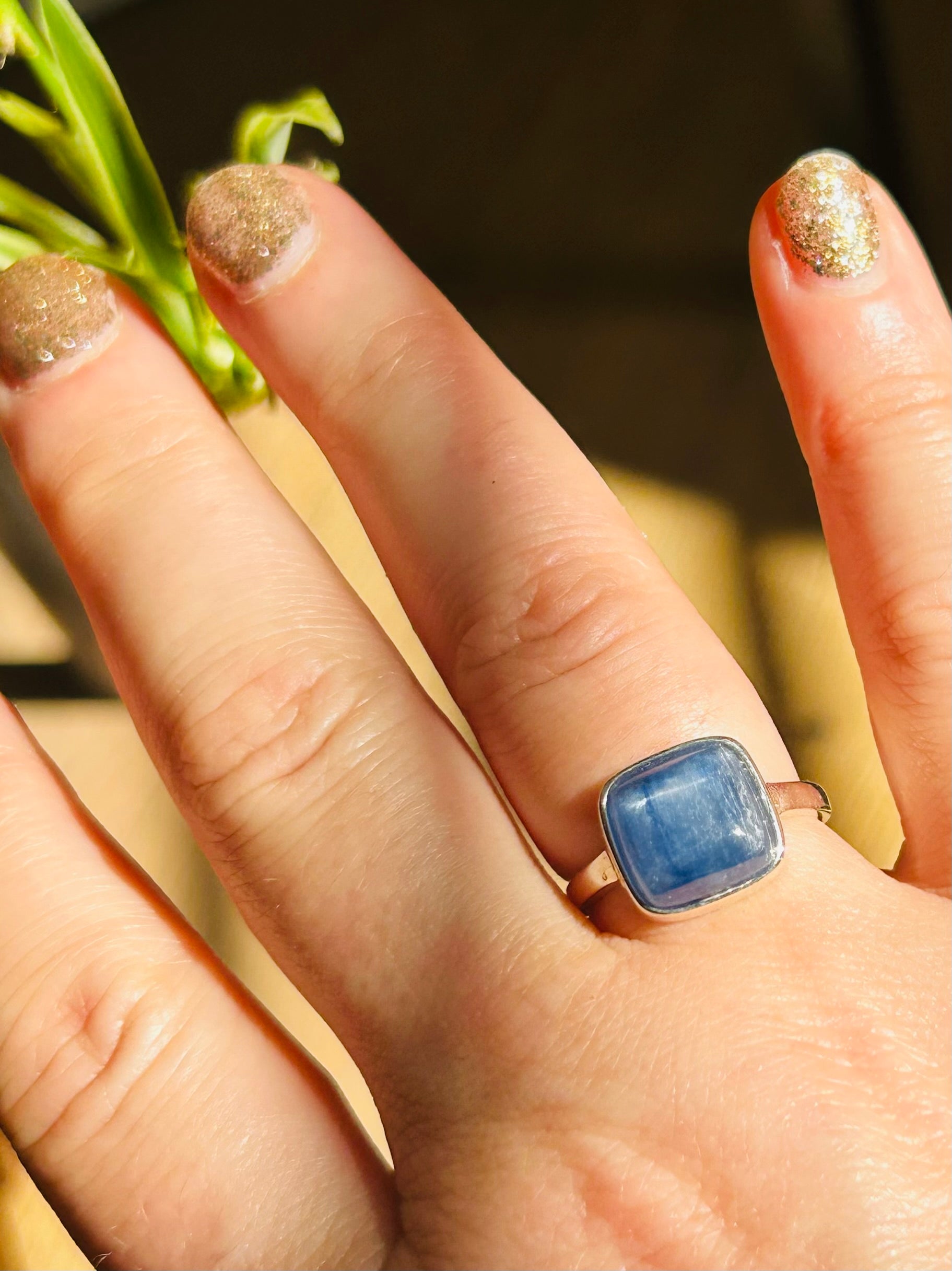 Kyanite Square Sterling Silver Ring