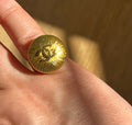 Gold Sunburst Chanel Button Ring on Gold Plate
