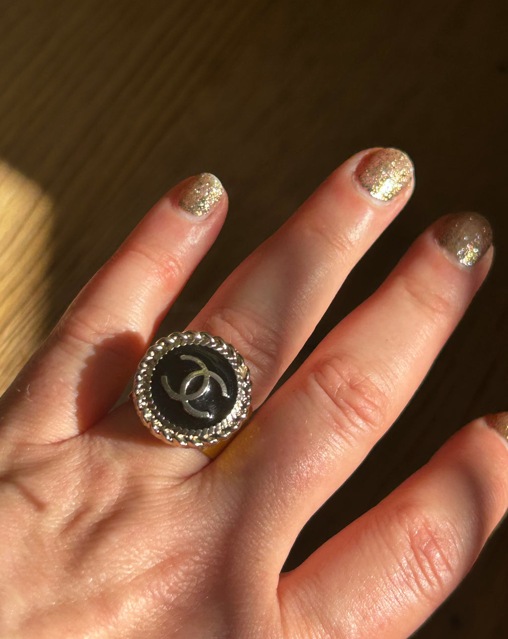 Chanel Button Ring on Gold Plate