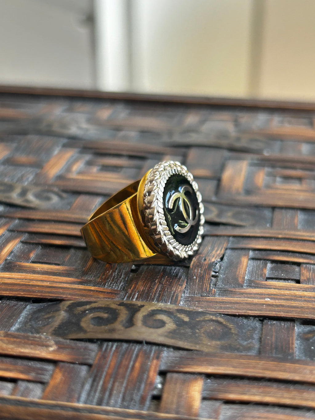 Chanel Button Ring on Gold Plate