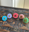 Bright Chanel Button Ring - choose your colour