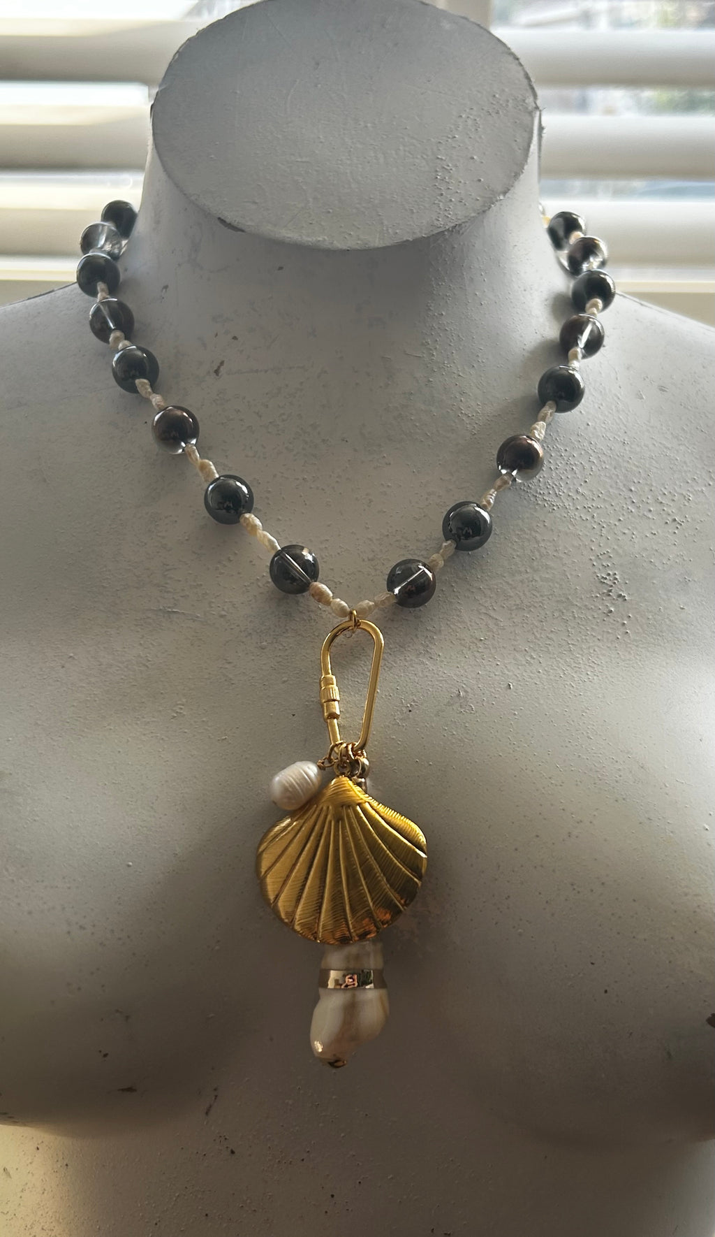 Shell, Pearl & Rock Crystal Charm Necklace