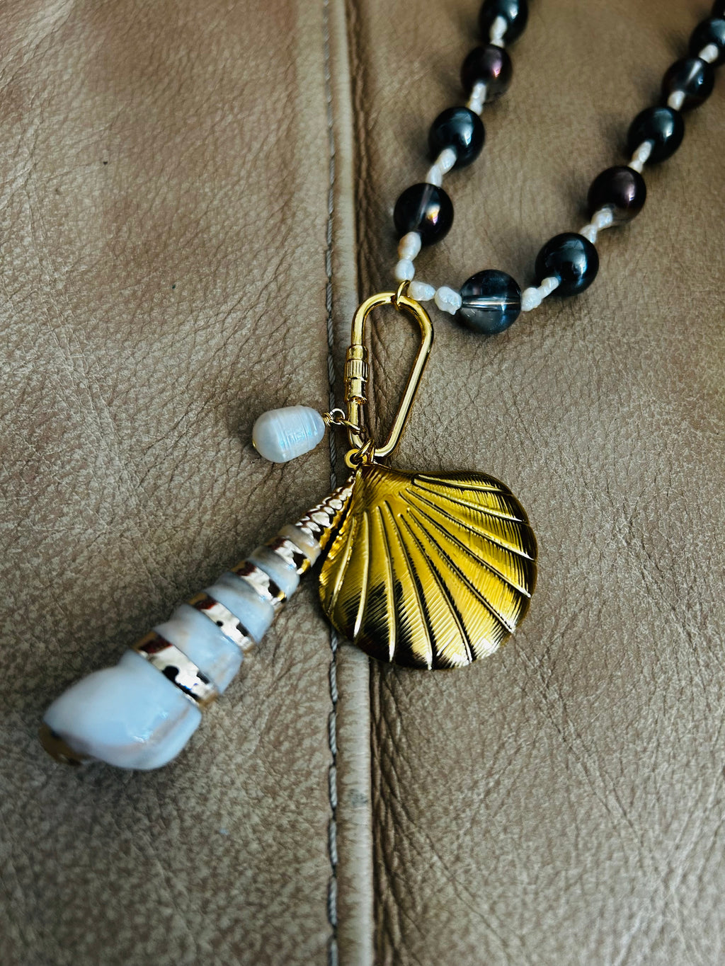 Shell, Pearl & Rock Crystal Charm Necklace