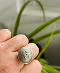 Chanel Silver Sunburst Button Ring on Silver Plate - Option 2